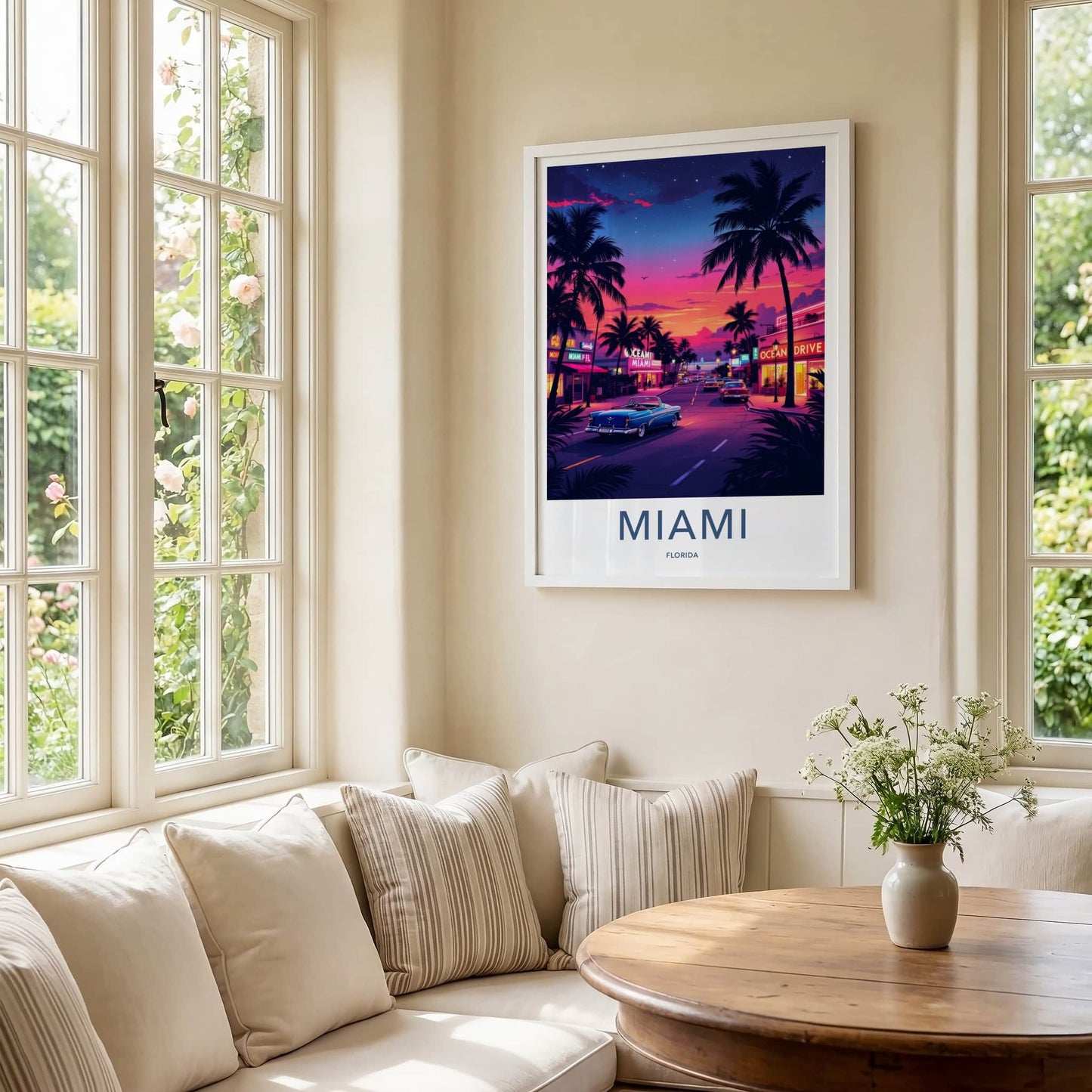 Miami Poster - Florida Art Print - Vibrant Ocean Drive Sunset Home Decor