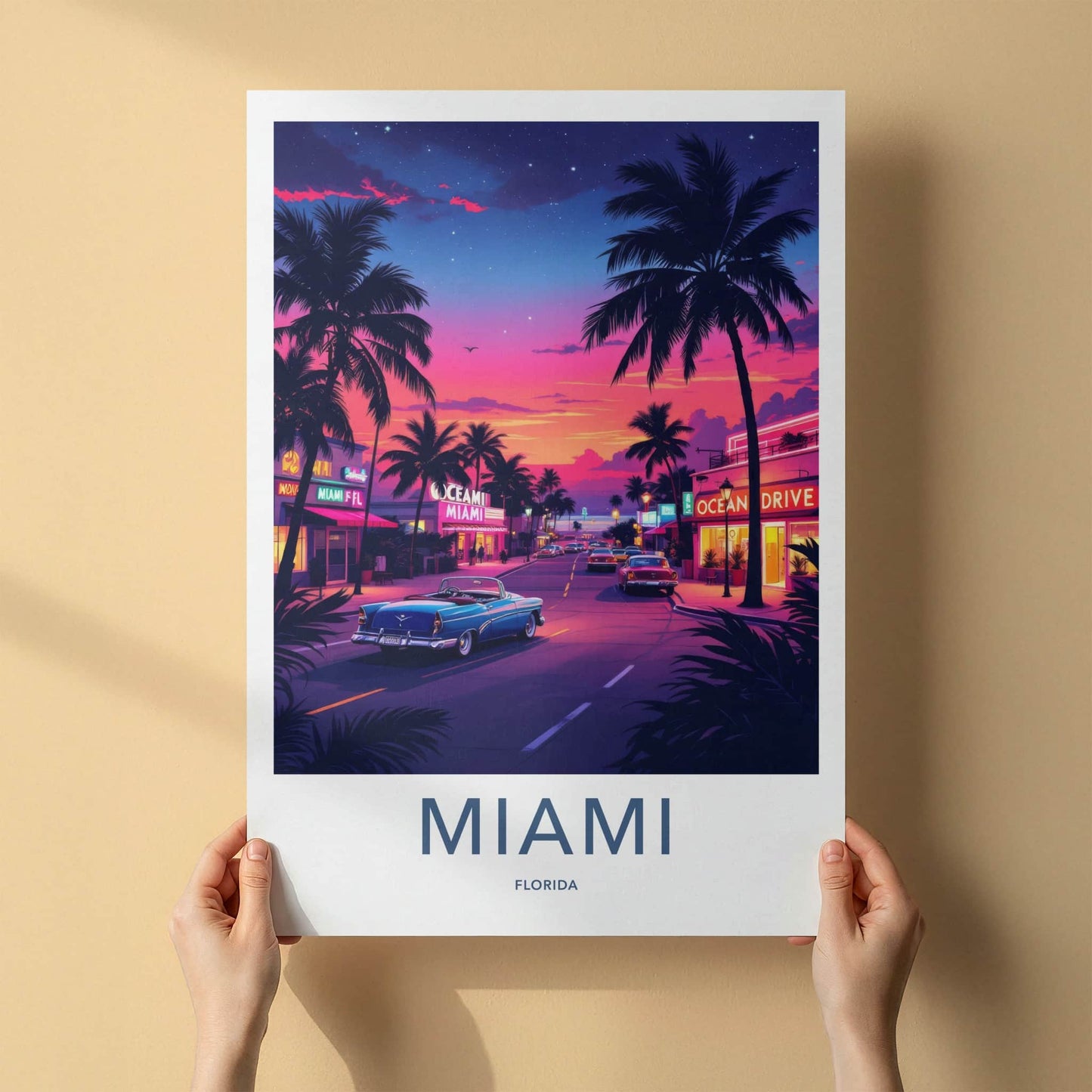 Miami Poster - Florida Art Print - Vibrant Ocean Drive Sunset Home Decor