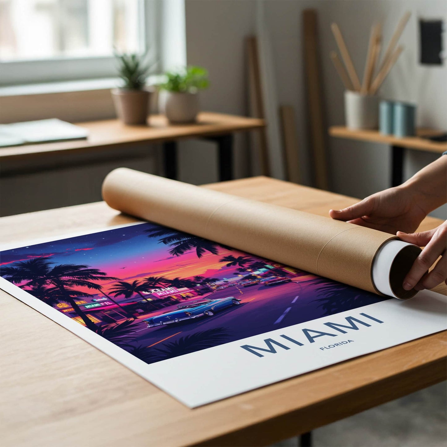 Miami Poster - Florida Art Print - Vibrant Ocean Drive Sunset Home Decor