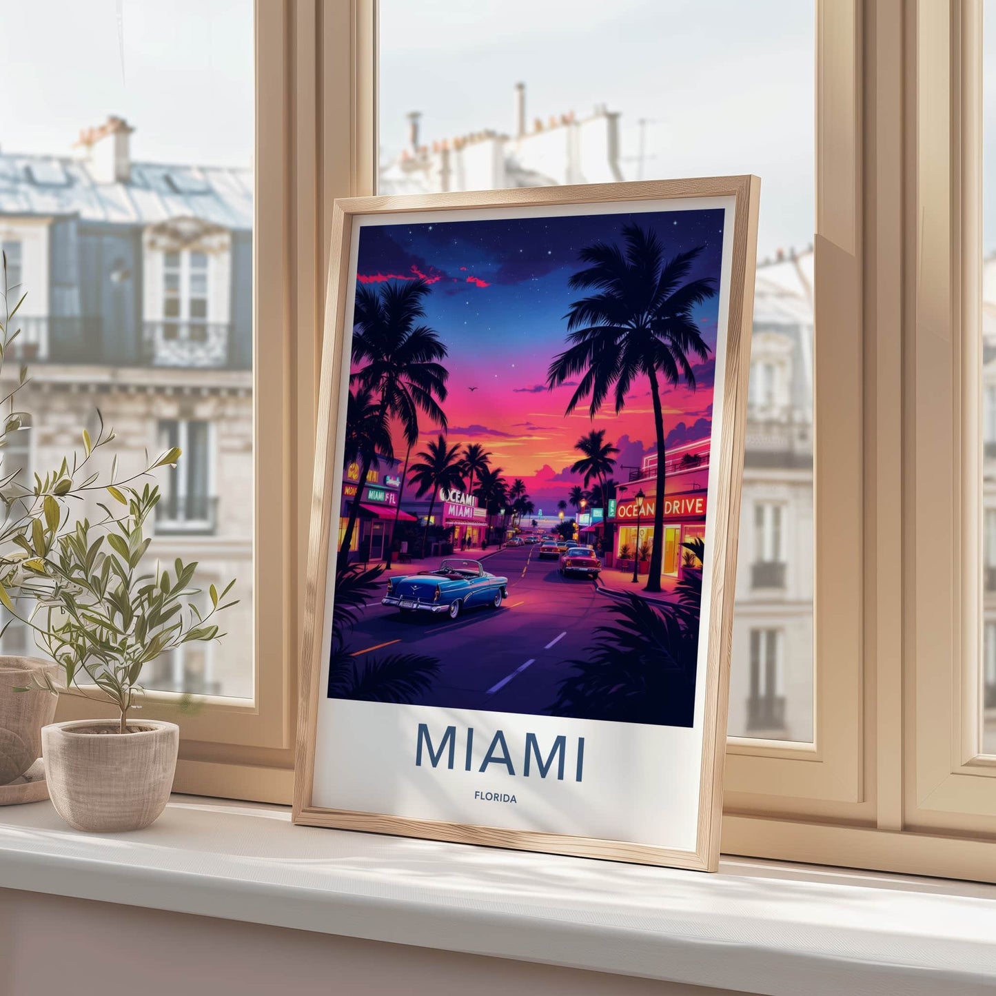 Miami Poster - Florida Art Print - Vibrant Ocean Drive Sunset Home Decor