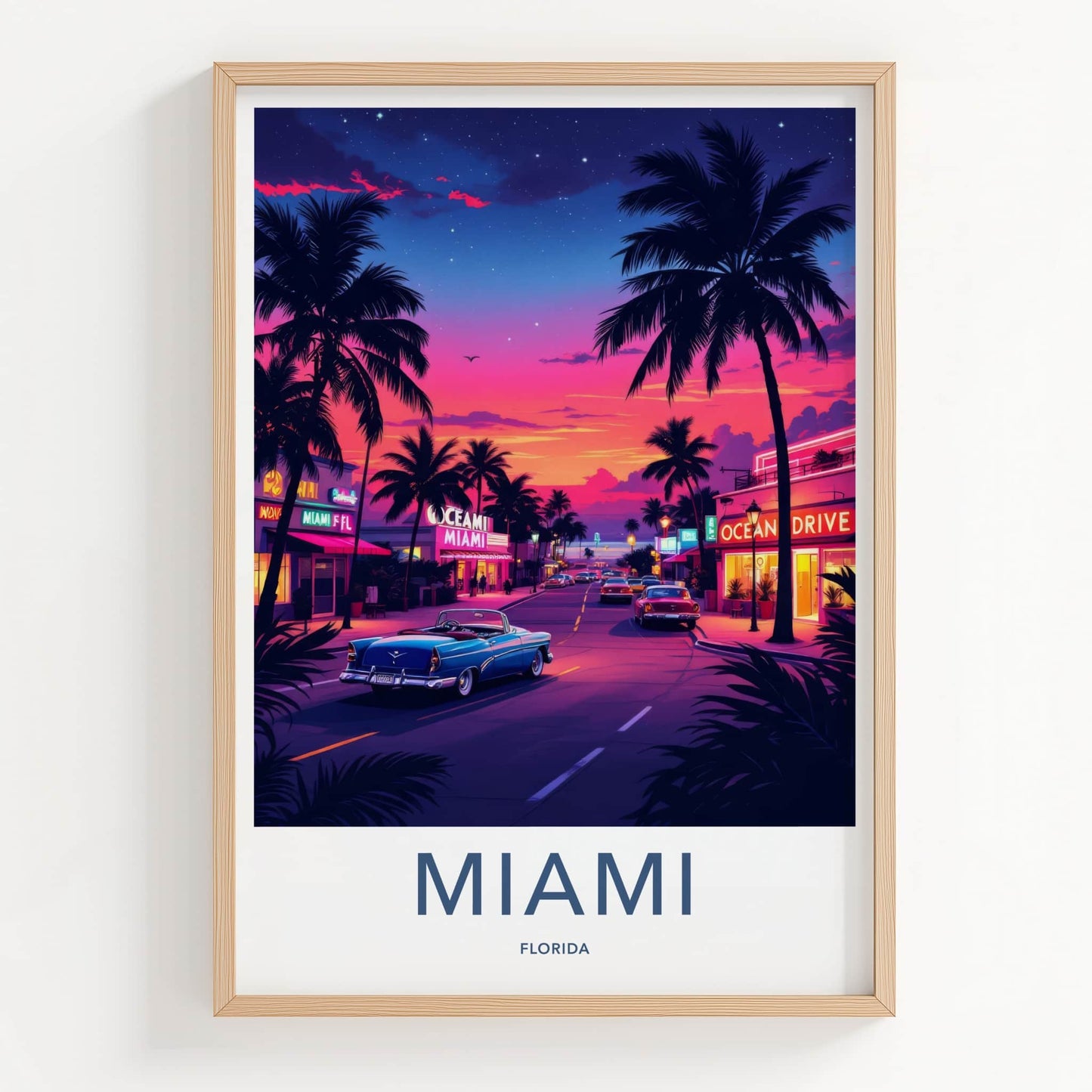 Miami Poster - Florida Art Print - Vibrant Ocean Drive Sunset Home Decor
