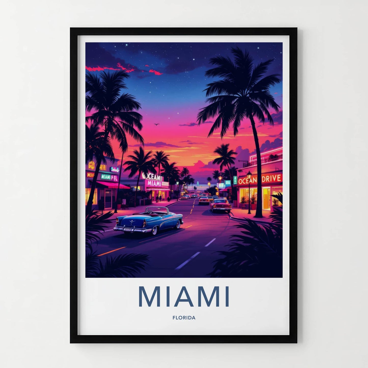 Miami Poster - Florida Art Print - Vibrant Ocean Drive Sunset Home Decor