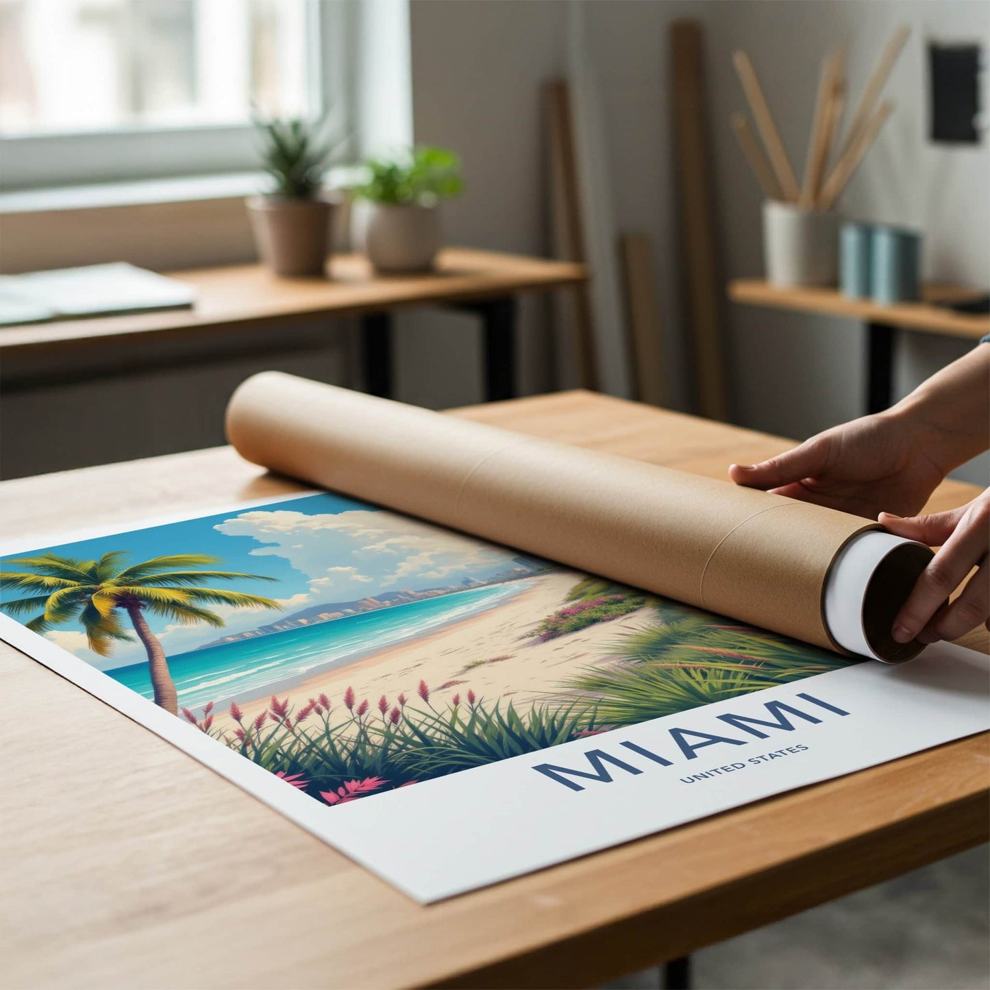 Miami Poster - Florida Framed Art - Tropical Beach City Gallery Art