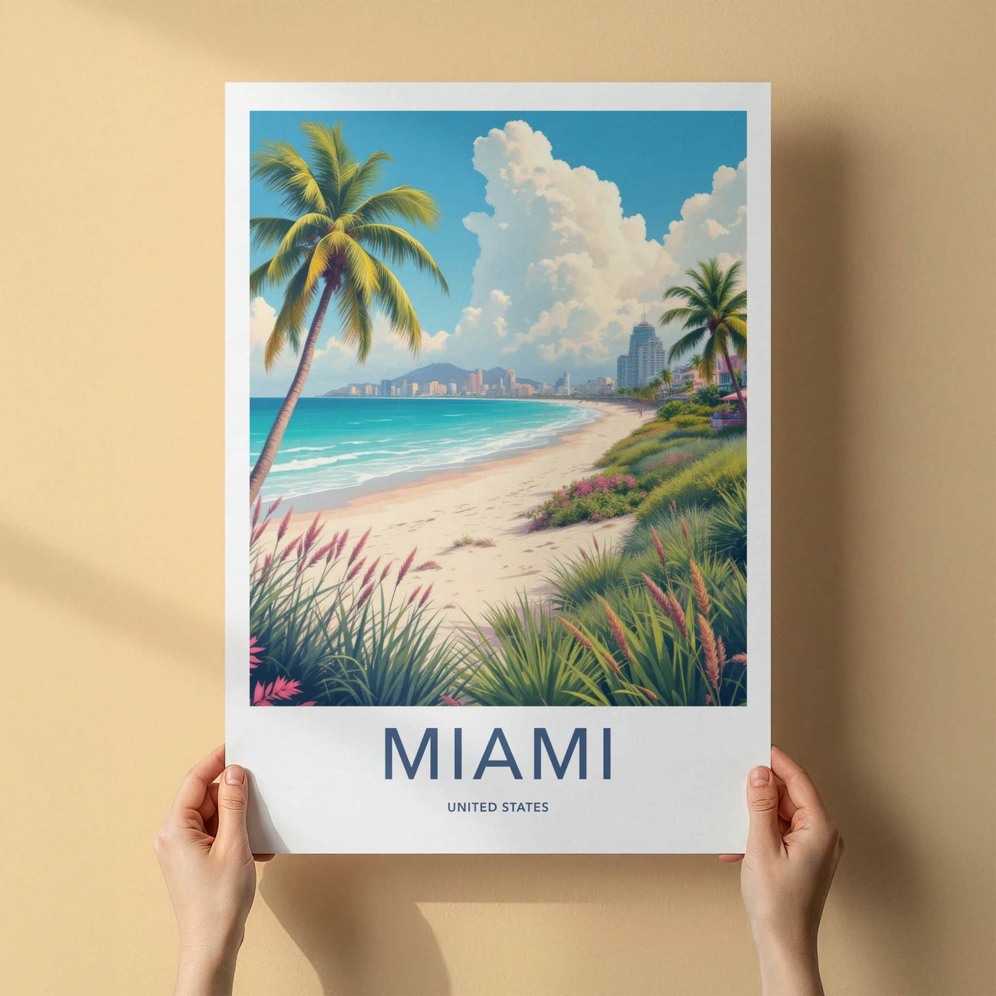 Miami Poster - Florida Framed Art - Tropical Beach City Gallery Art