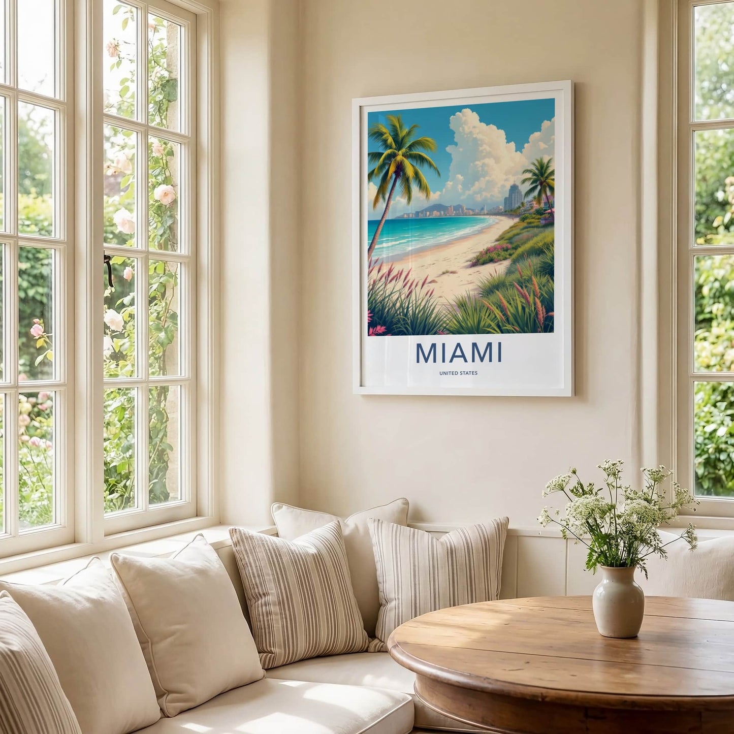 Miami Poster - Florida Framed Art - Tropical Beach City Gallery Art