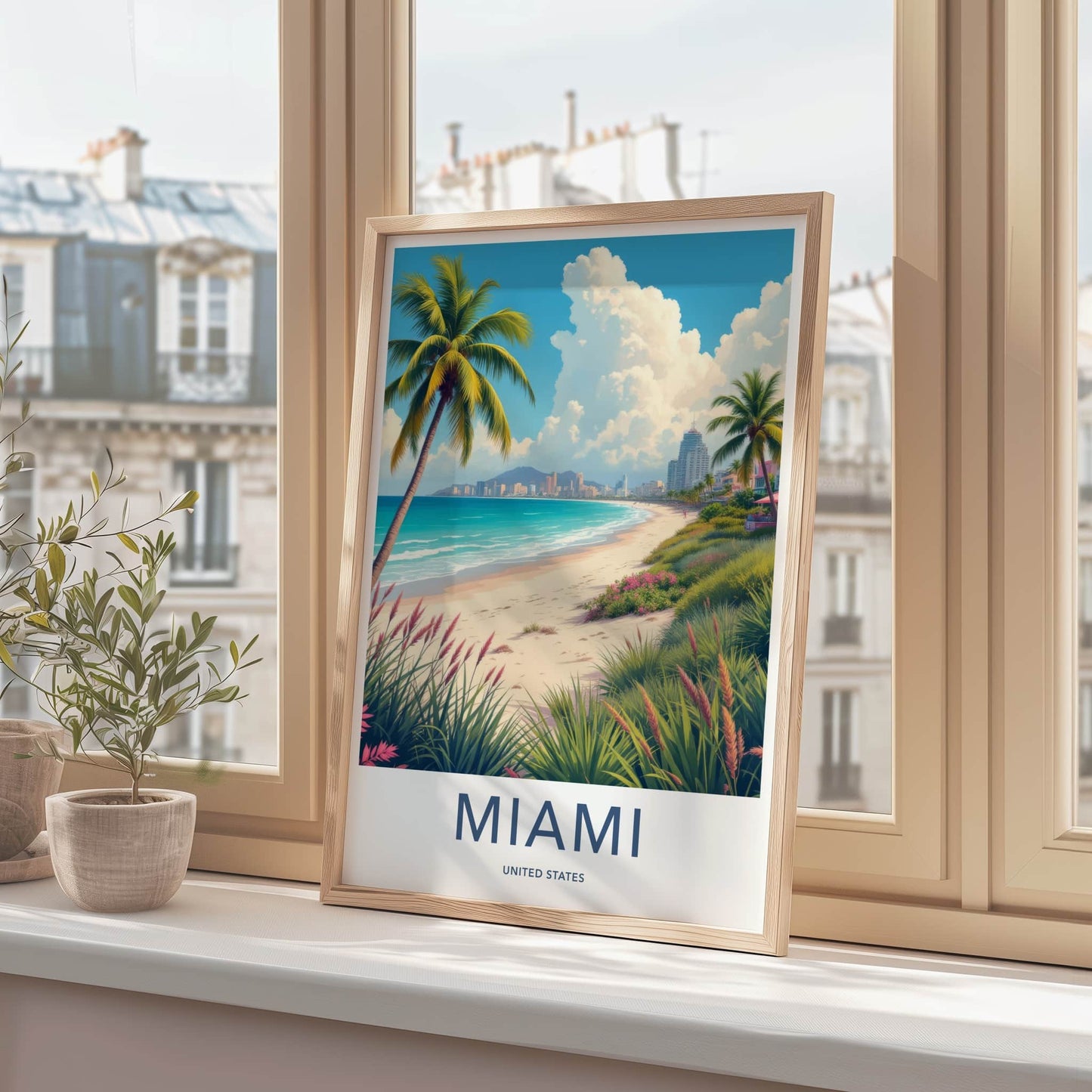 Miami Poster - Florida Framed Art - Tropical Beach City Gallery Art