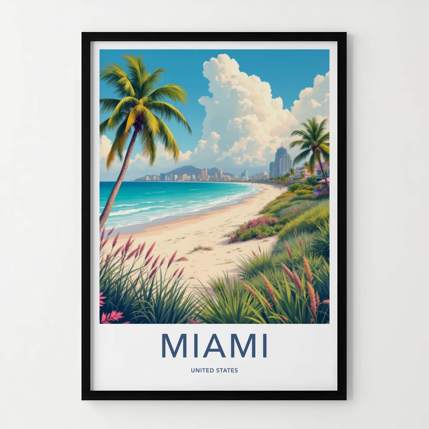 Miami Poster - Florida Framed Art - Tropical Beach City Gallery Art