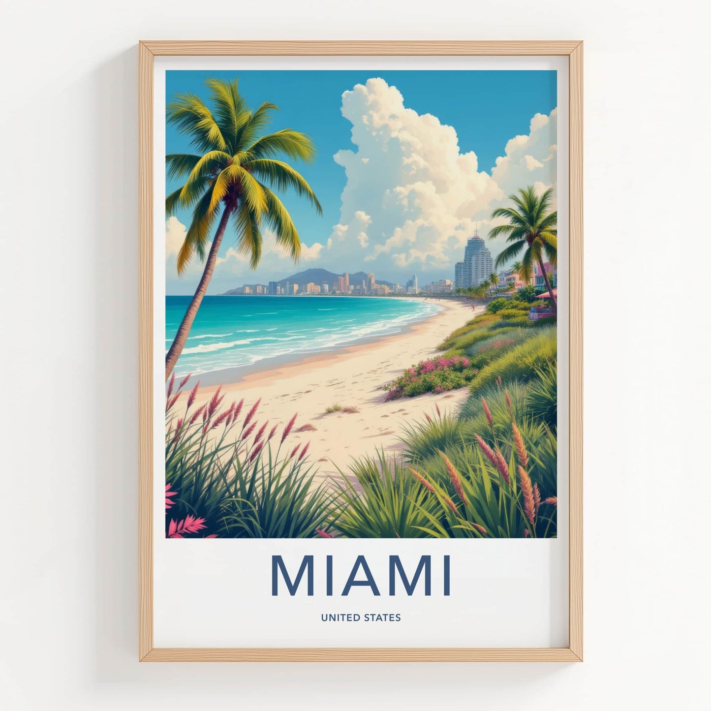 Miami Poster - Florida Framed Art - Tropical Beach City Gallery Art