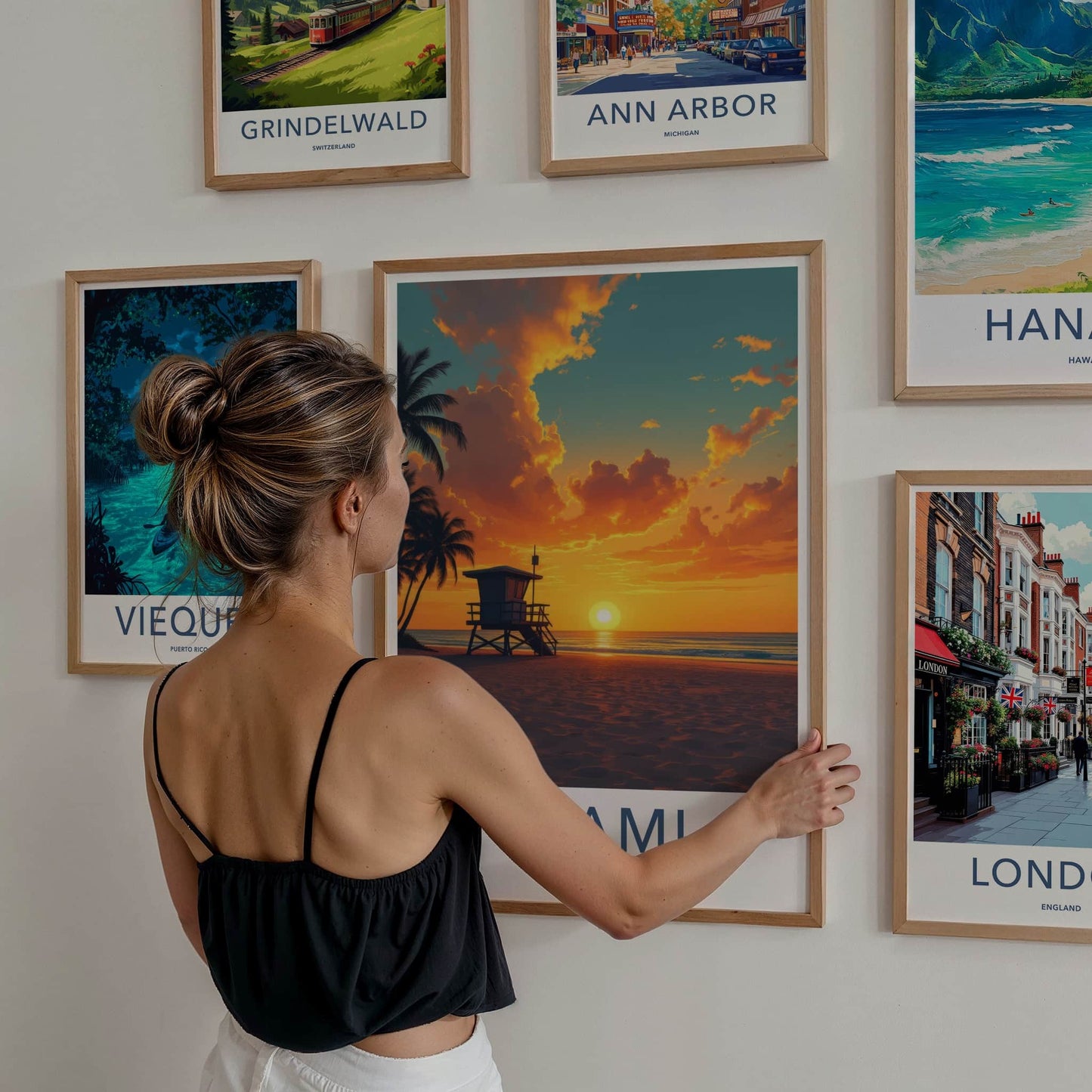 Miami Poster - Florida Travel Art - Vibrant Ocean Sunset Home Decor