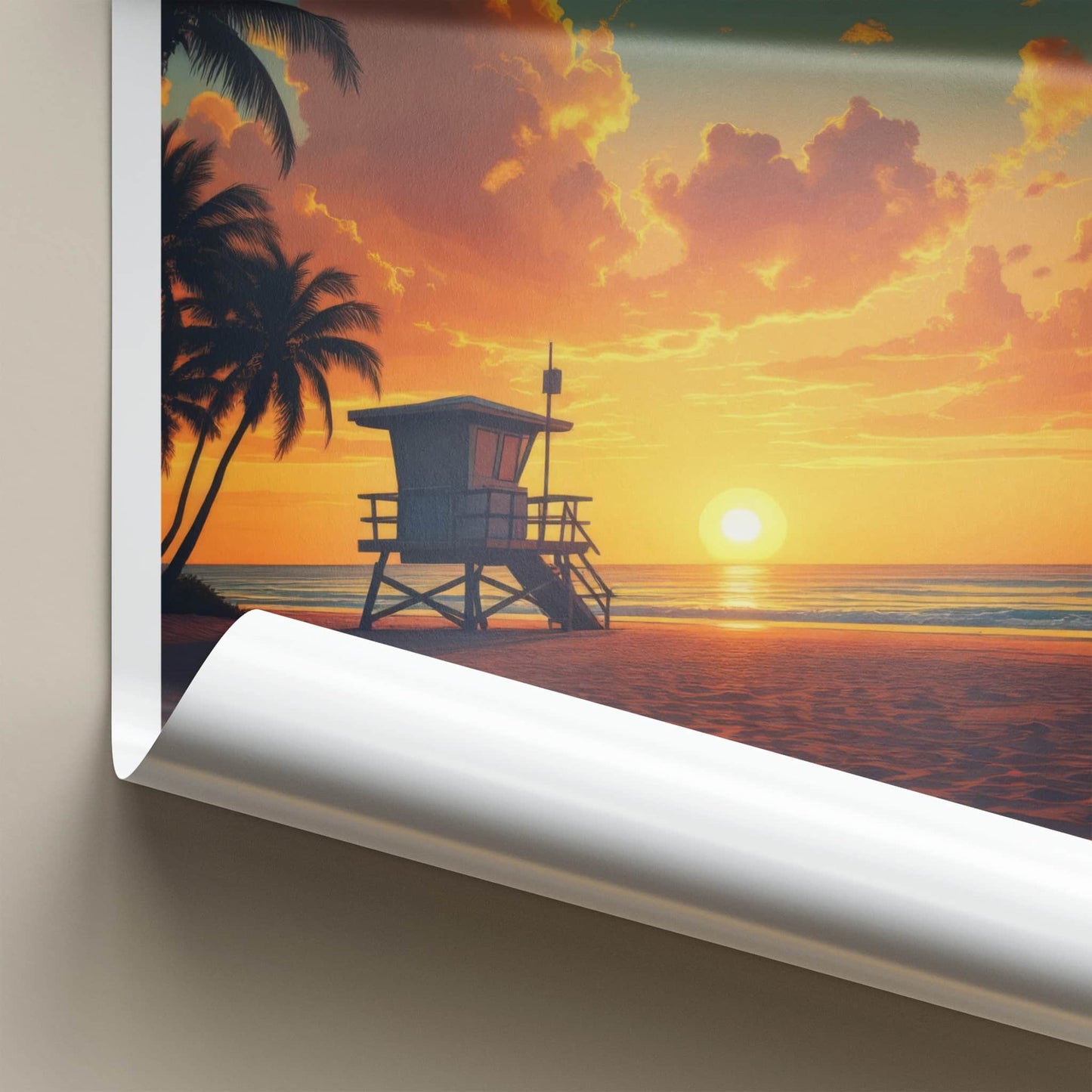 Miami Poster - Florida Travel Art - Vibrant Ocean Sunset Home Decor