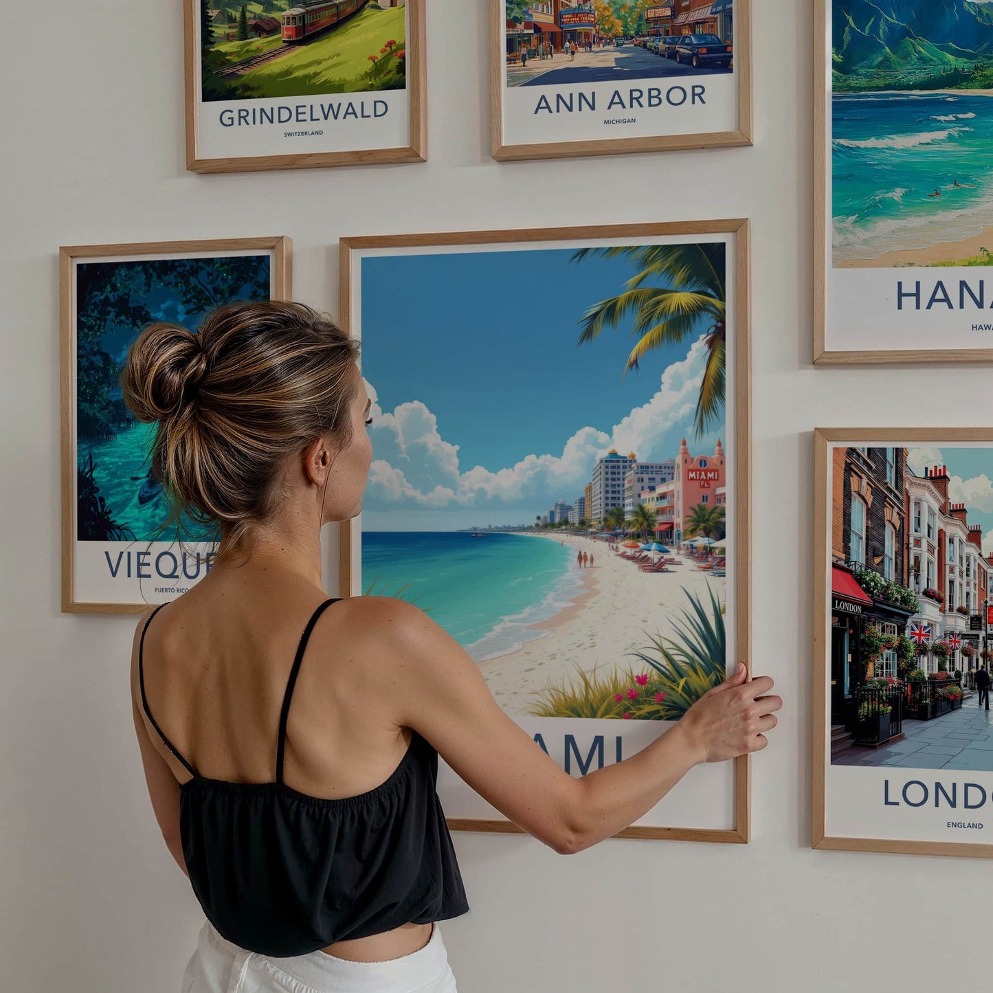 Miami Poster - Florida Travel Art - Vibrant Oceanfront Scene Wall Decor