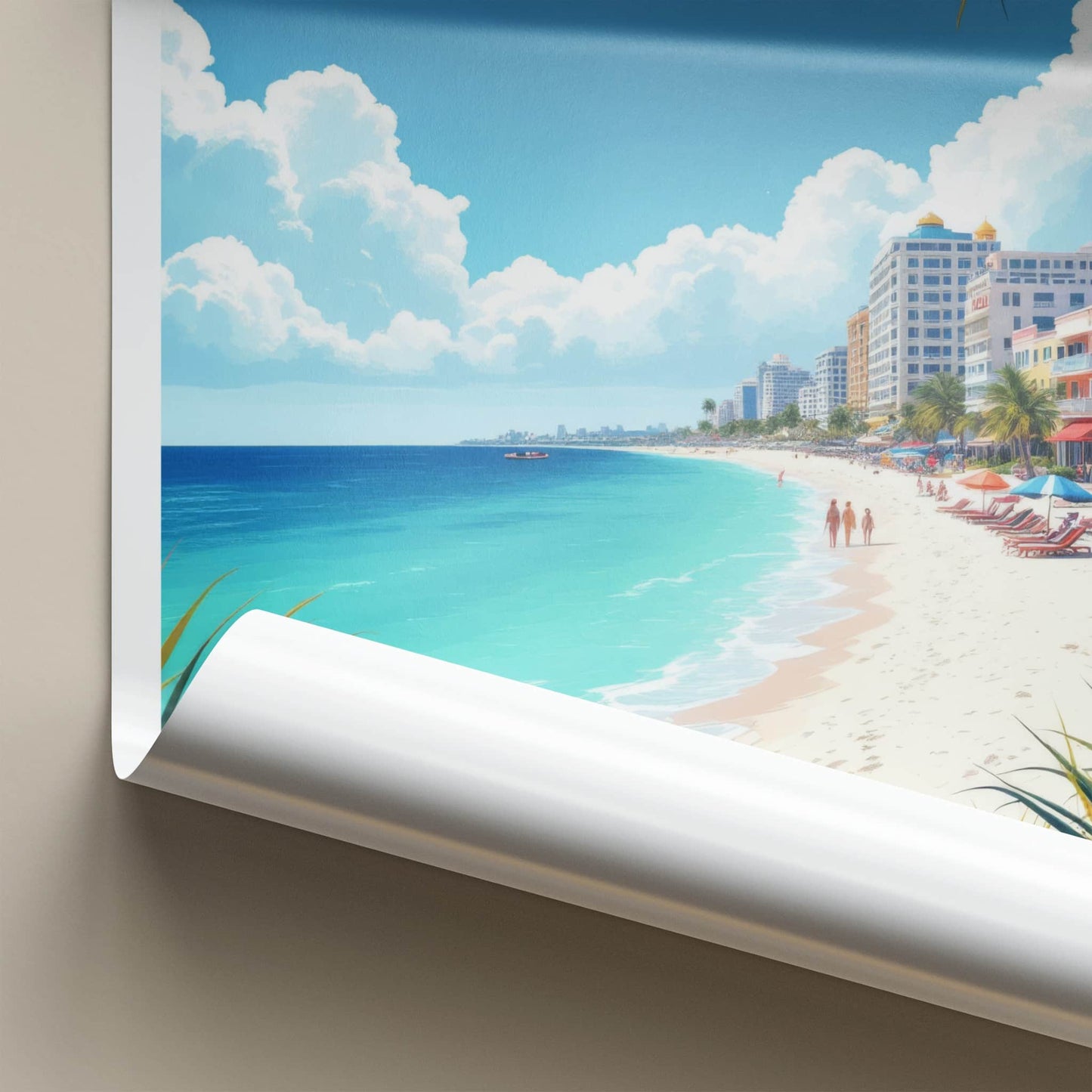 Miami Poster - Florida Travel Art - Vibrant Oceanfront Scene Wall Decor