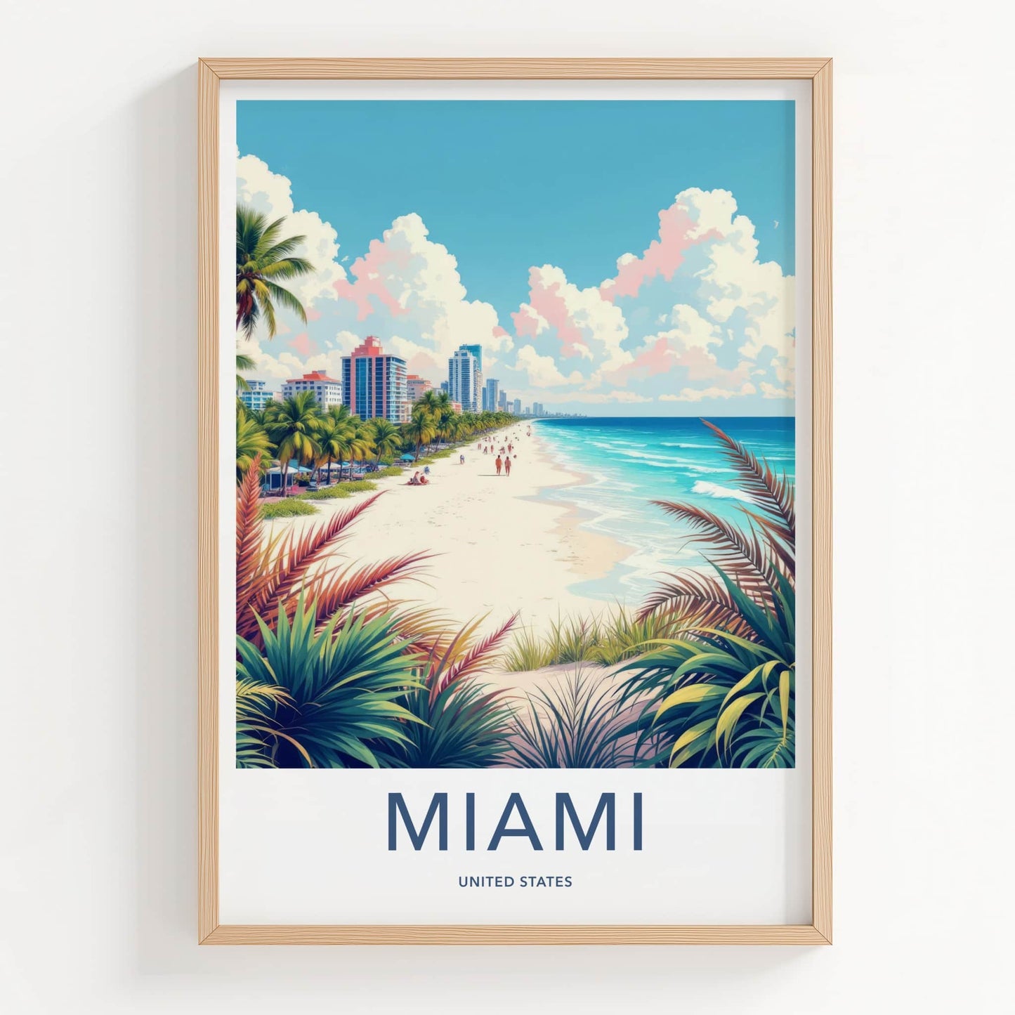 Miami Poster - United States Wall Art - Vibrant Beach Life Home Decor
