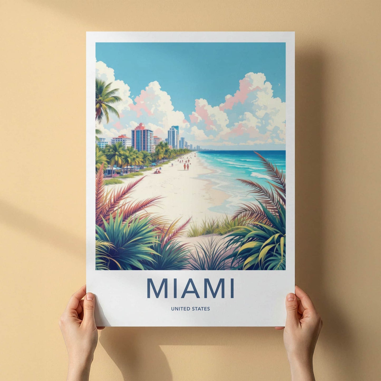 Miami Poster - United States Wall Art - Vibrant Beach Life Home Decor