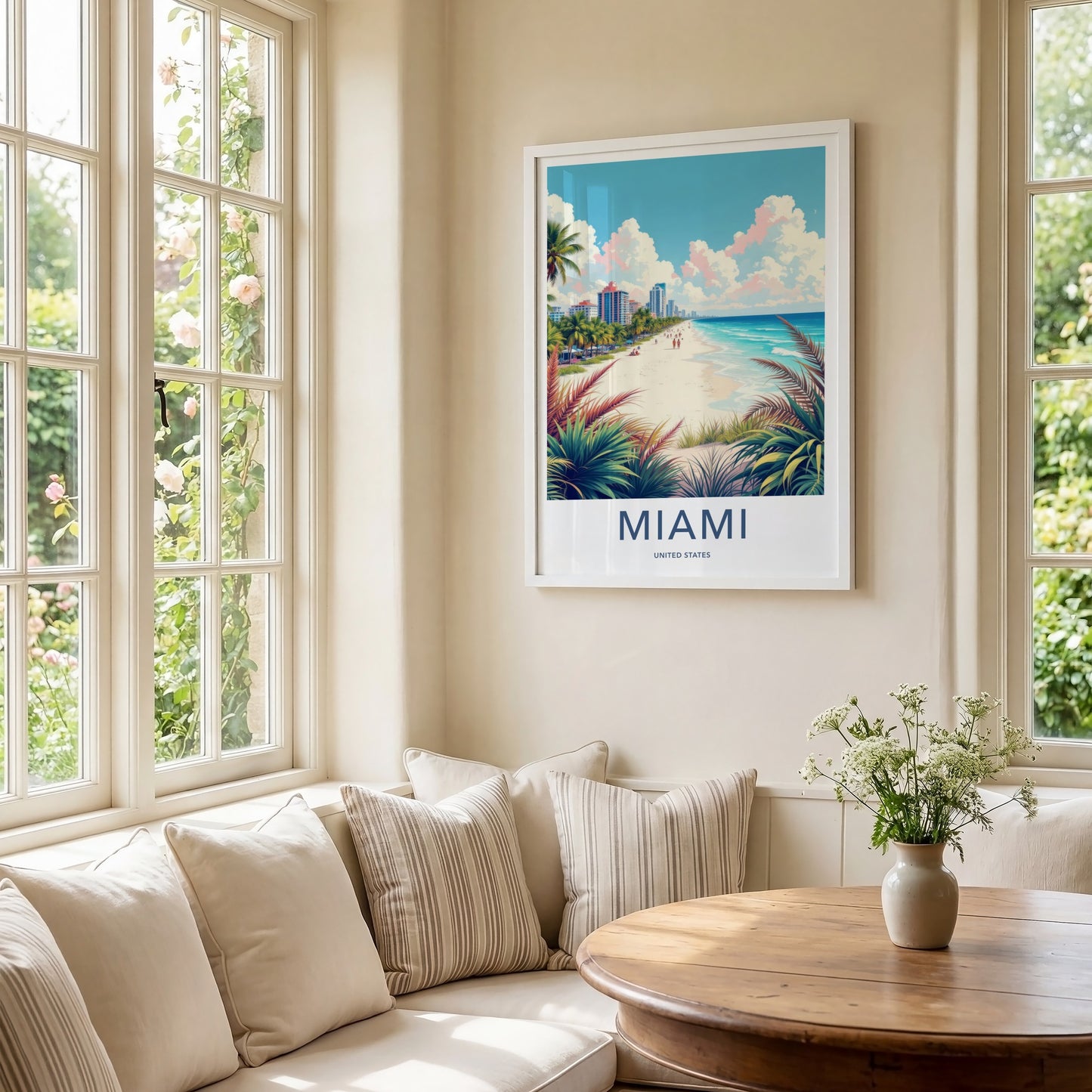 Miami Poster - United States Wall Art - Vibrant Beach Life Home Decor