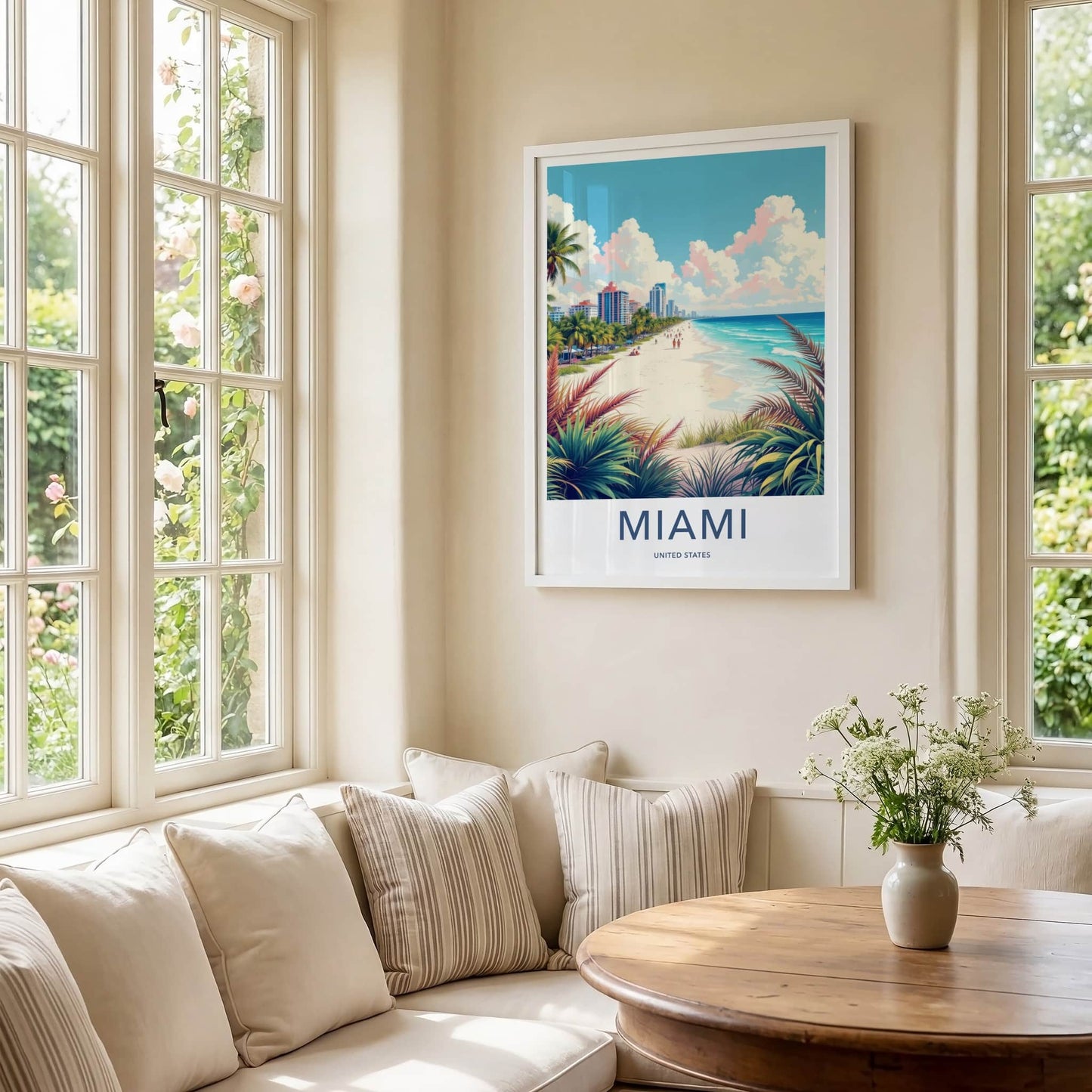 Miami Poster - United States Wall Art - Vibrant Beach Life Home Decor