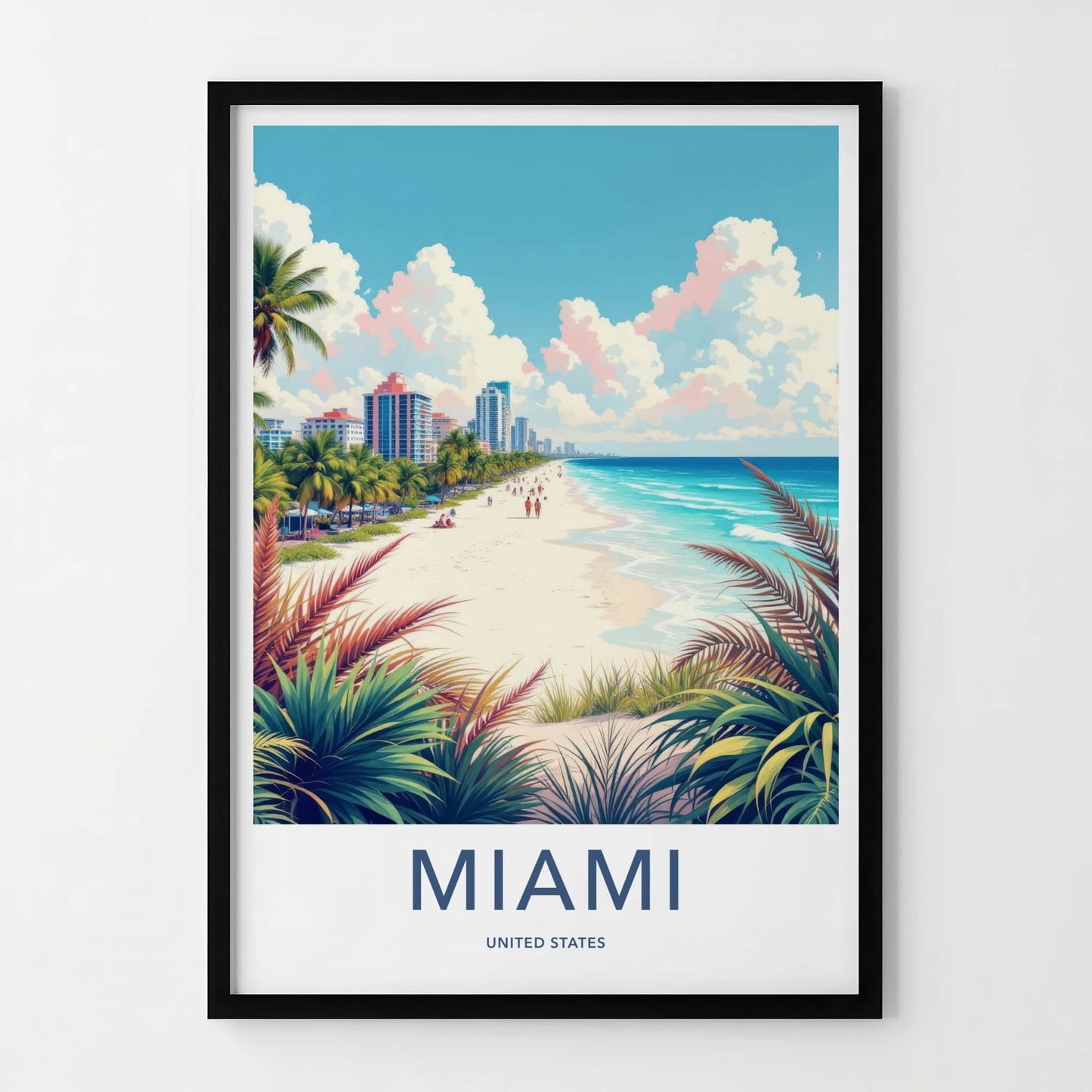 Miami Poster - United States Wall Art - Vibrant Beach Life Home Decor