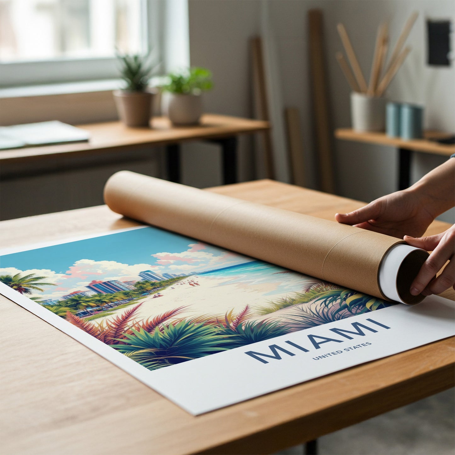 Miami Poster - United States Wall Art - Vibrant Beach Life Home Decor