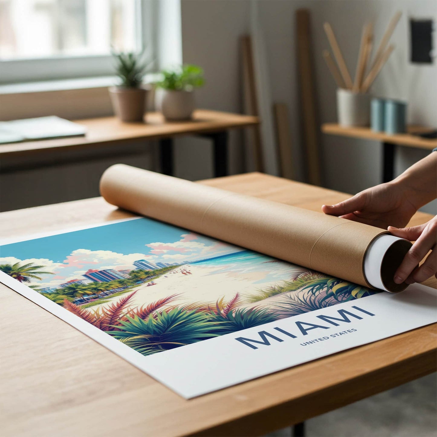 Miami Poster - United States Wall Art - Vibrant Beach Life Home Decor