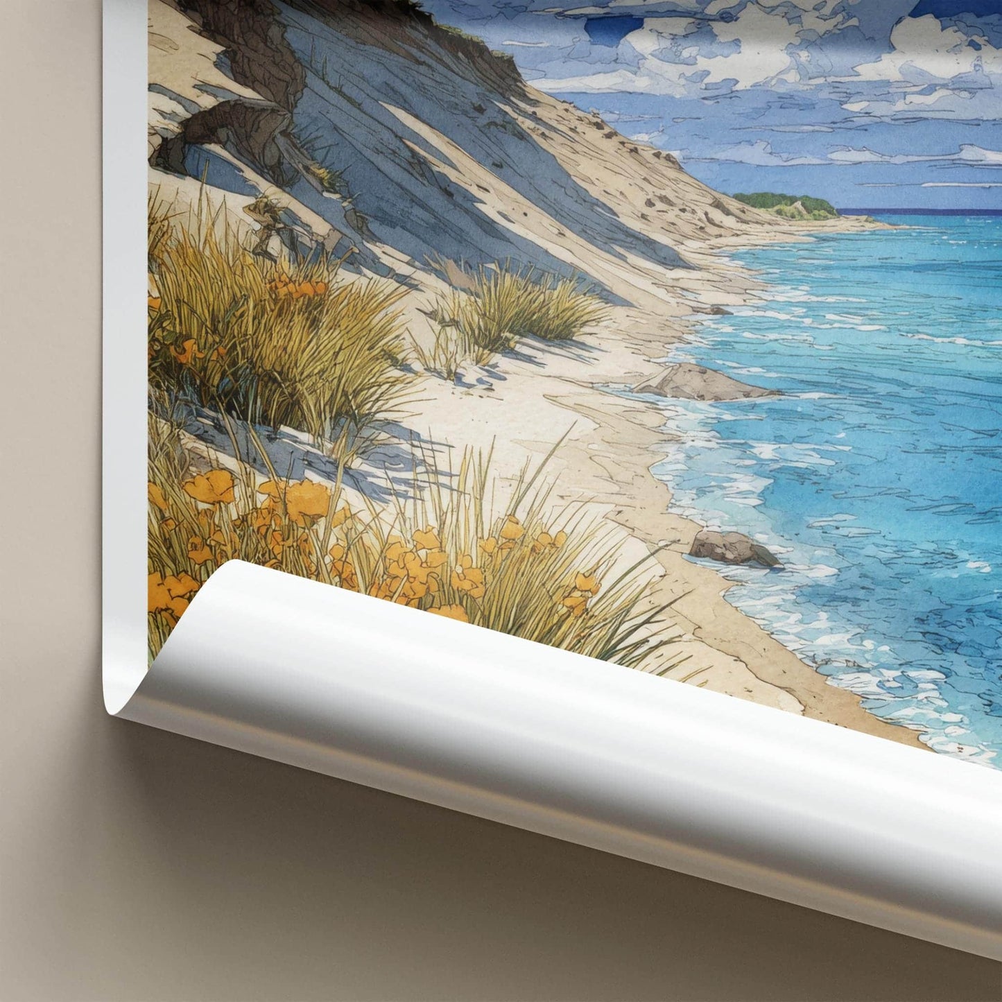 Michigan Poster - Michigan Travel Art - Coastal Dune Beach Home Decor