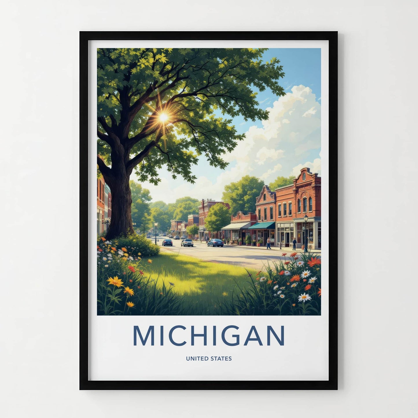Michigan Poster - Michigan Travel Print - Sunny Village Mainstreet Home Decor
