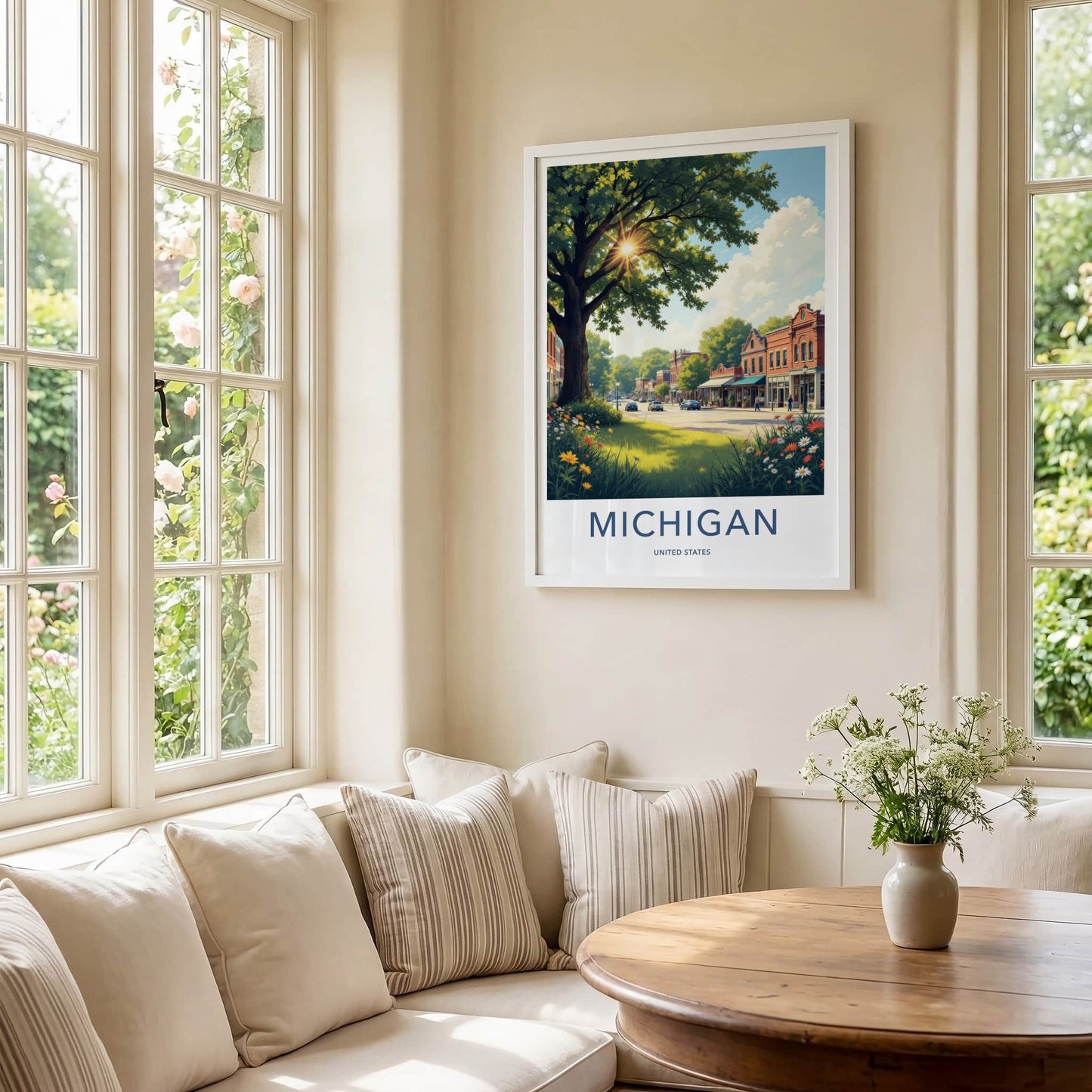 Michigan Poster - Michigan Travel Print - Sunny Village Mainstreet Home Decor
