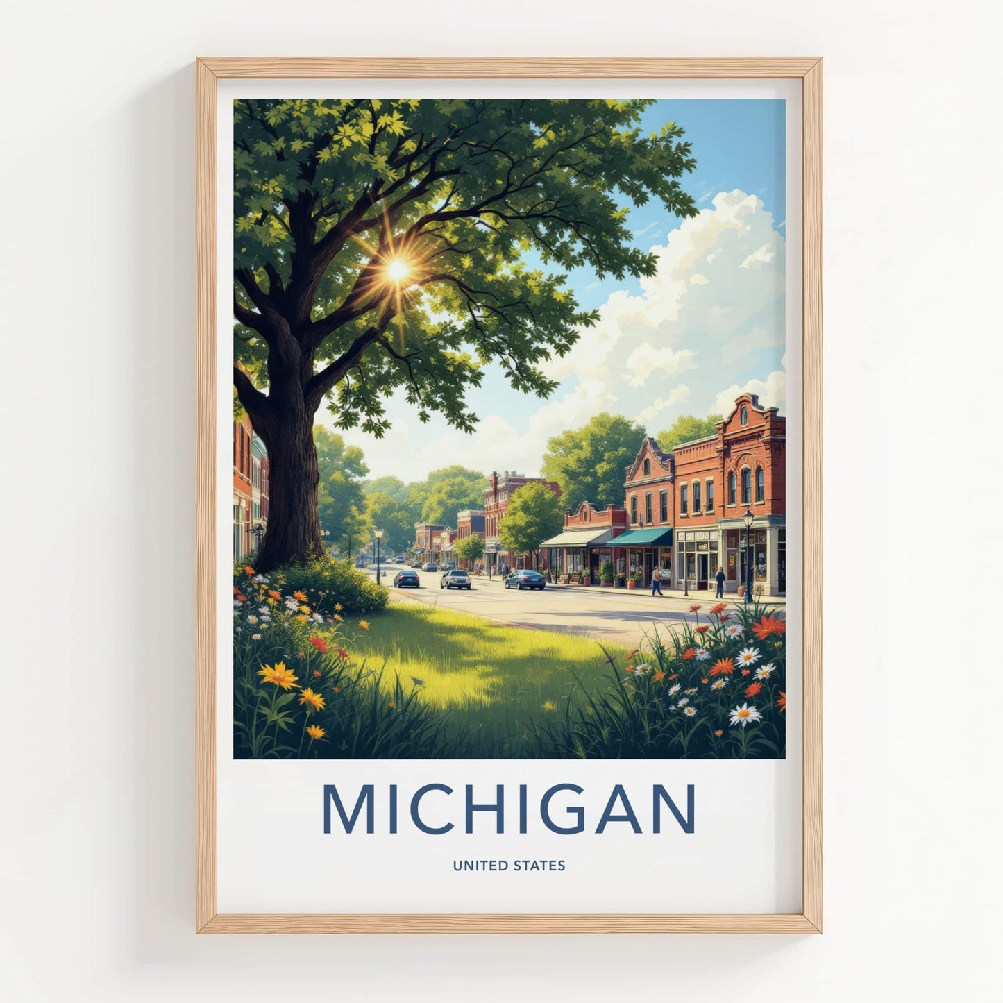 Michigan Poster - Michigan Travel Print - Sunny Village Mainstreet Home Decor