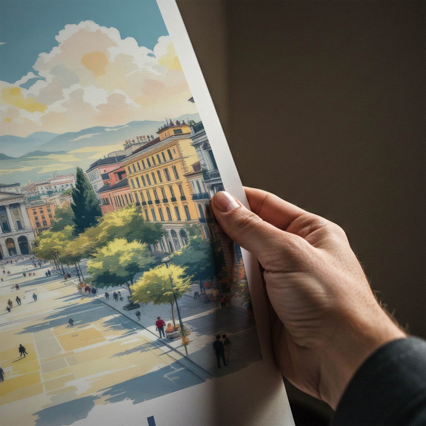 Milan Poster - Italy Travel Art - Bustling City Scene Home Decor