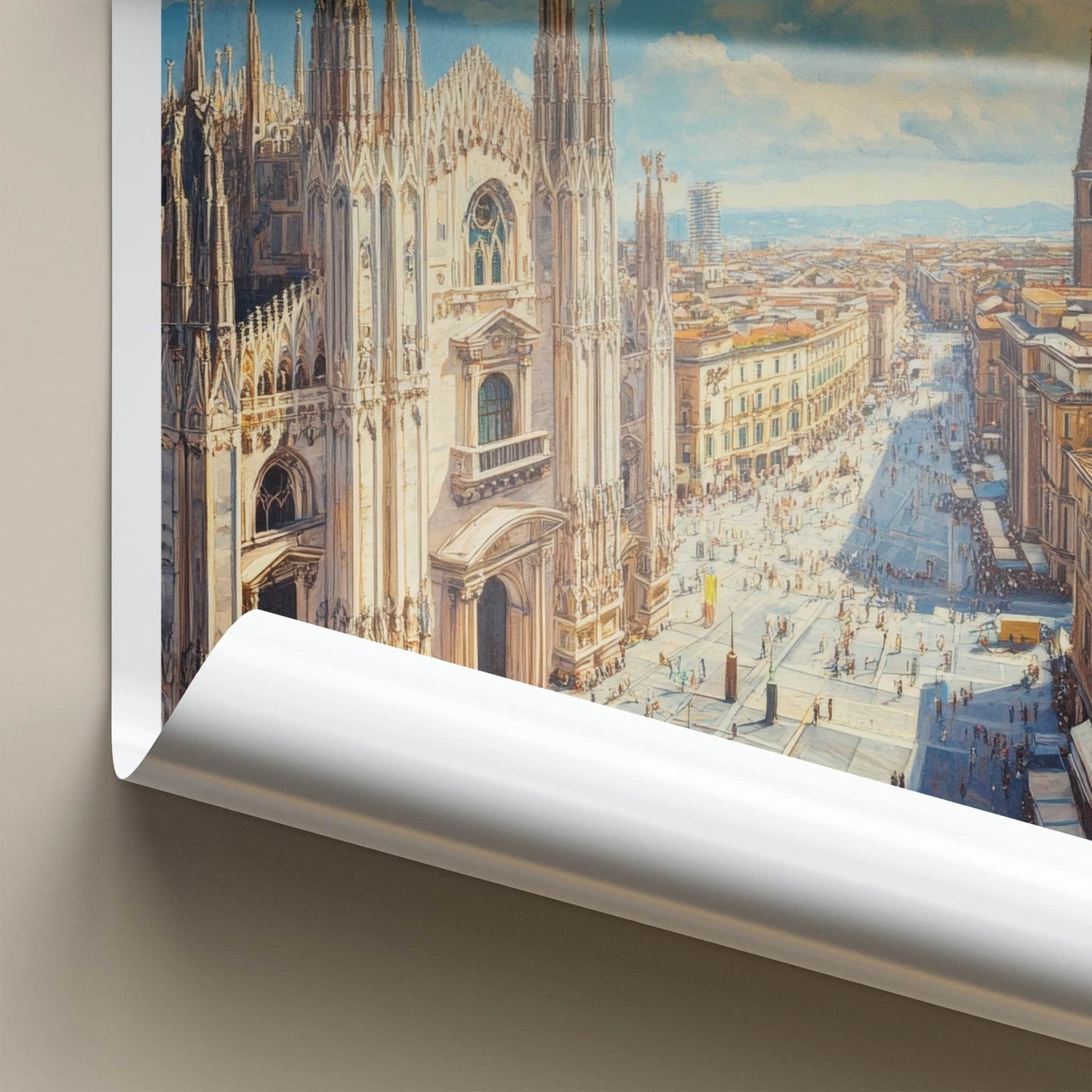 Milan Poster - Italy Travel Art - Cathedral Square Vista Home Decor