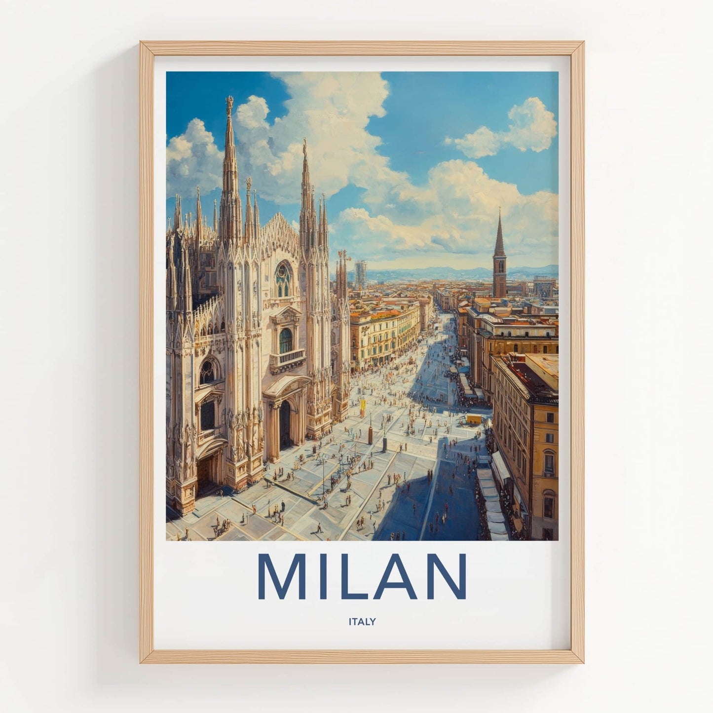 Milan Poster - Italy Travel Art - Cathedral Square Vista Home Decor