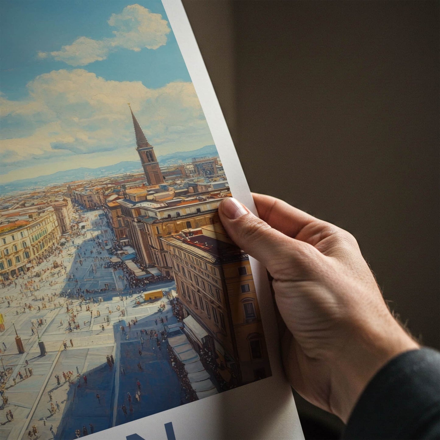 Milan Poster - Italy Travel Art - Cathedral Square Vista Home Decor