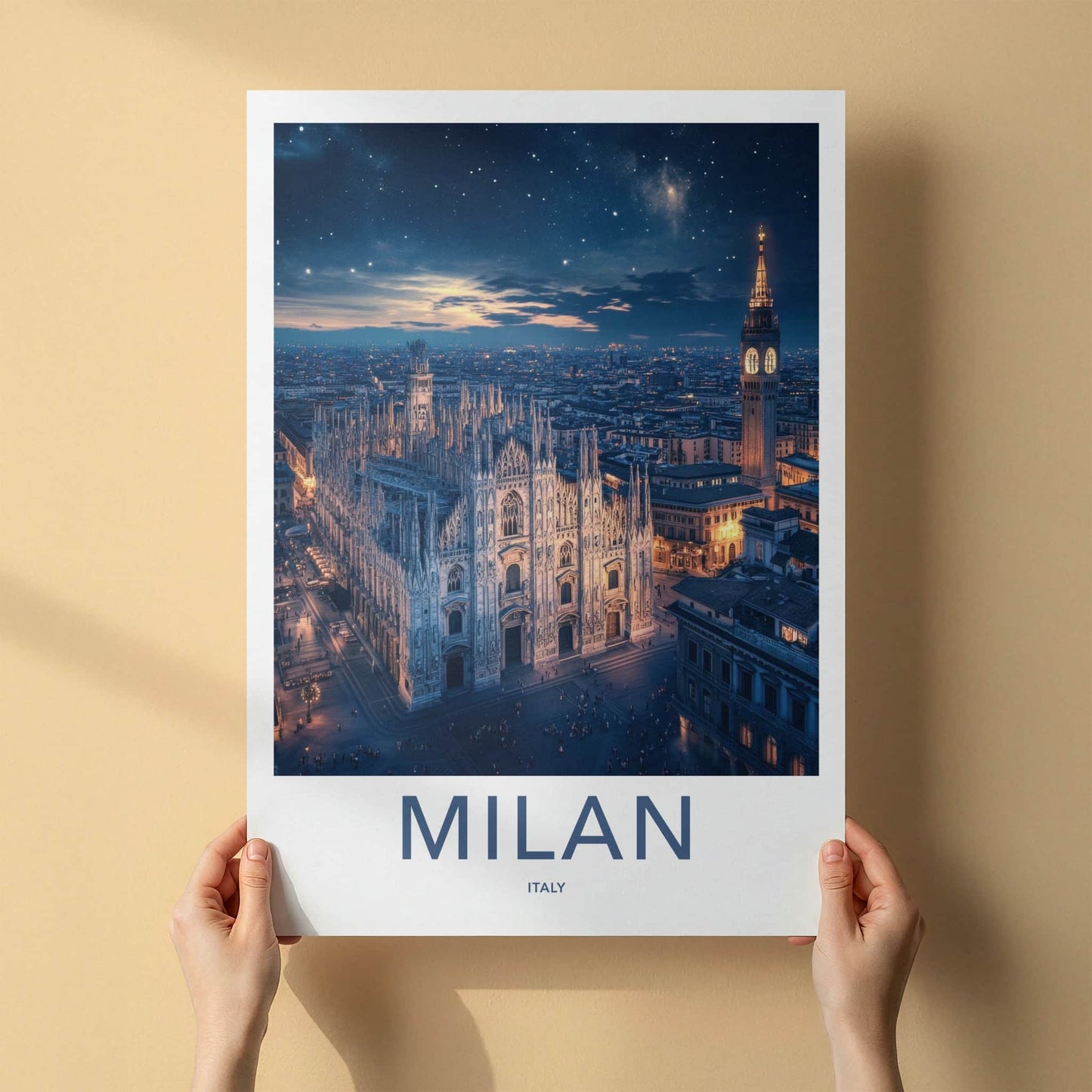 Milan Poster - Italy Wall Art - Cathedral Starry Night Home Decor