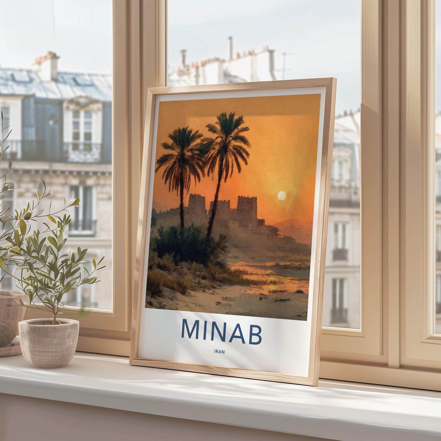 Minab Poster - Iran Framed Print - Desert Sunset Forts Framed Decor