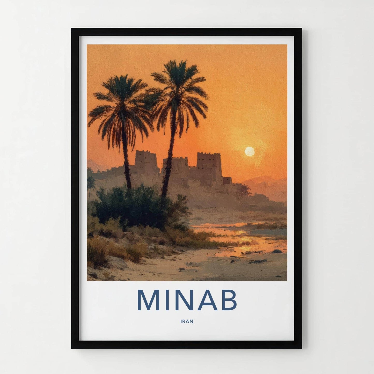 Minab Poster - Iran Framed Print - Desert Sunset Forts Framed Decor
