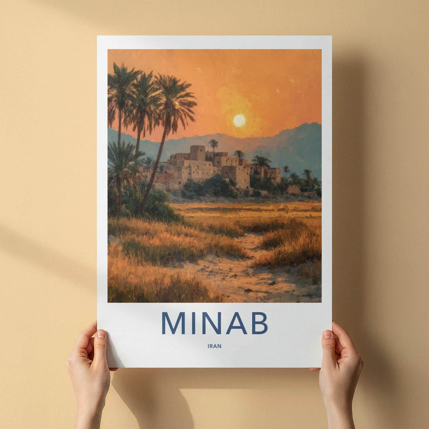 Minab Poster - Iran Framed Print - Historic Village Sunset Framed Decor