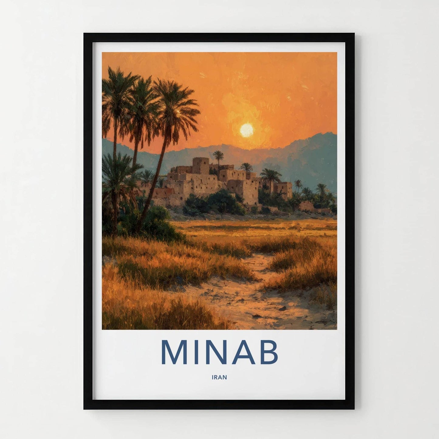 Minab Poster - Iran Framed Print - Historic Village Sunset Framed Decor