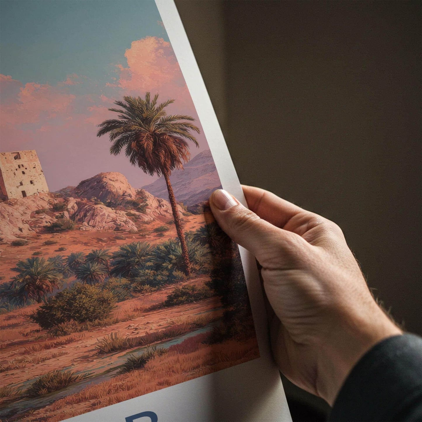 Minab Poster - Iran Travel Art - Ancient Fortress Palms Wall Decor