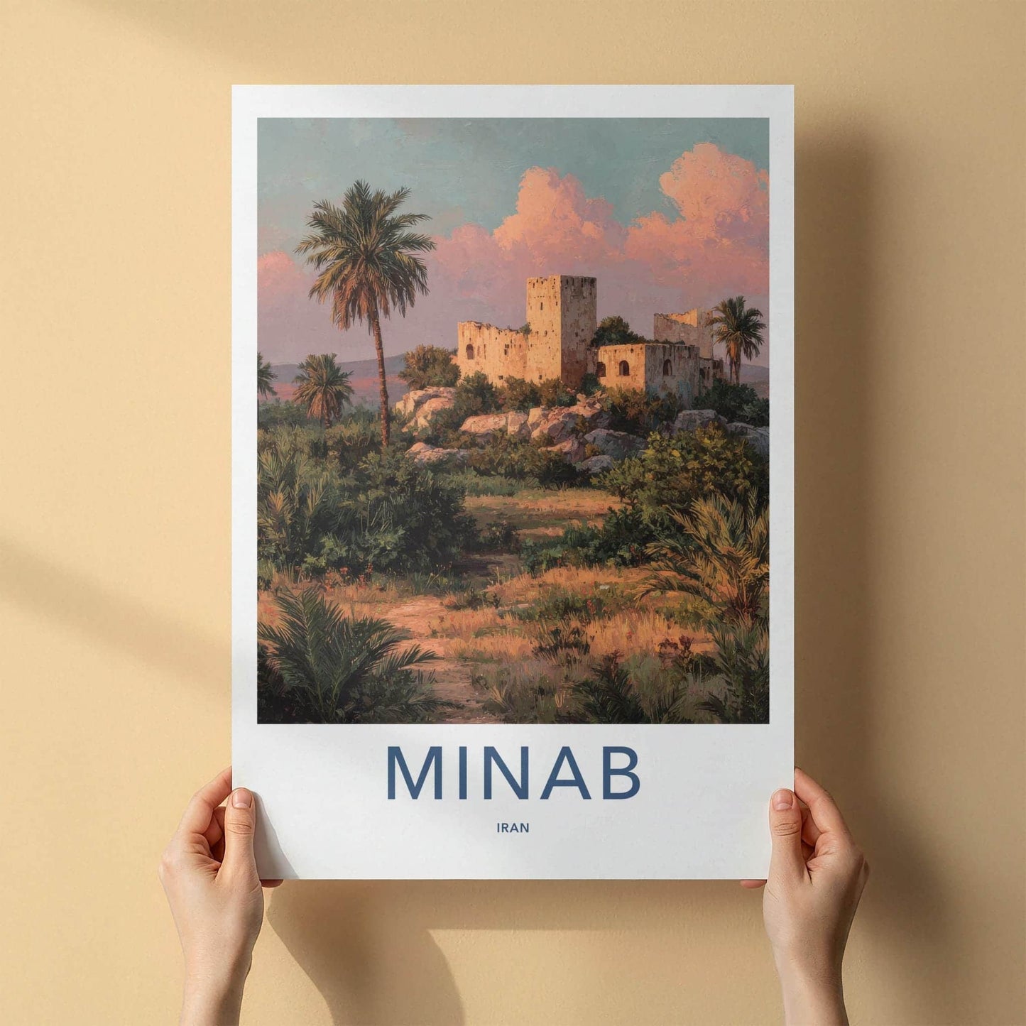 Minab Poster - Iran Travel Art - Historic Ruins Palms Home Decor