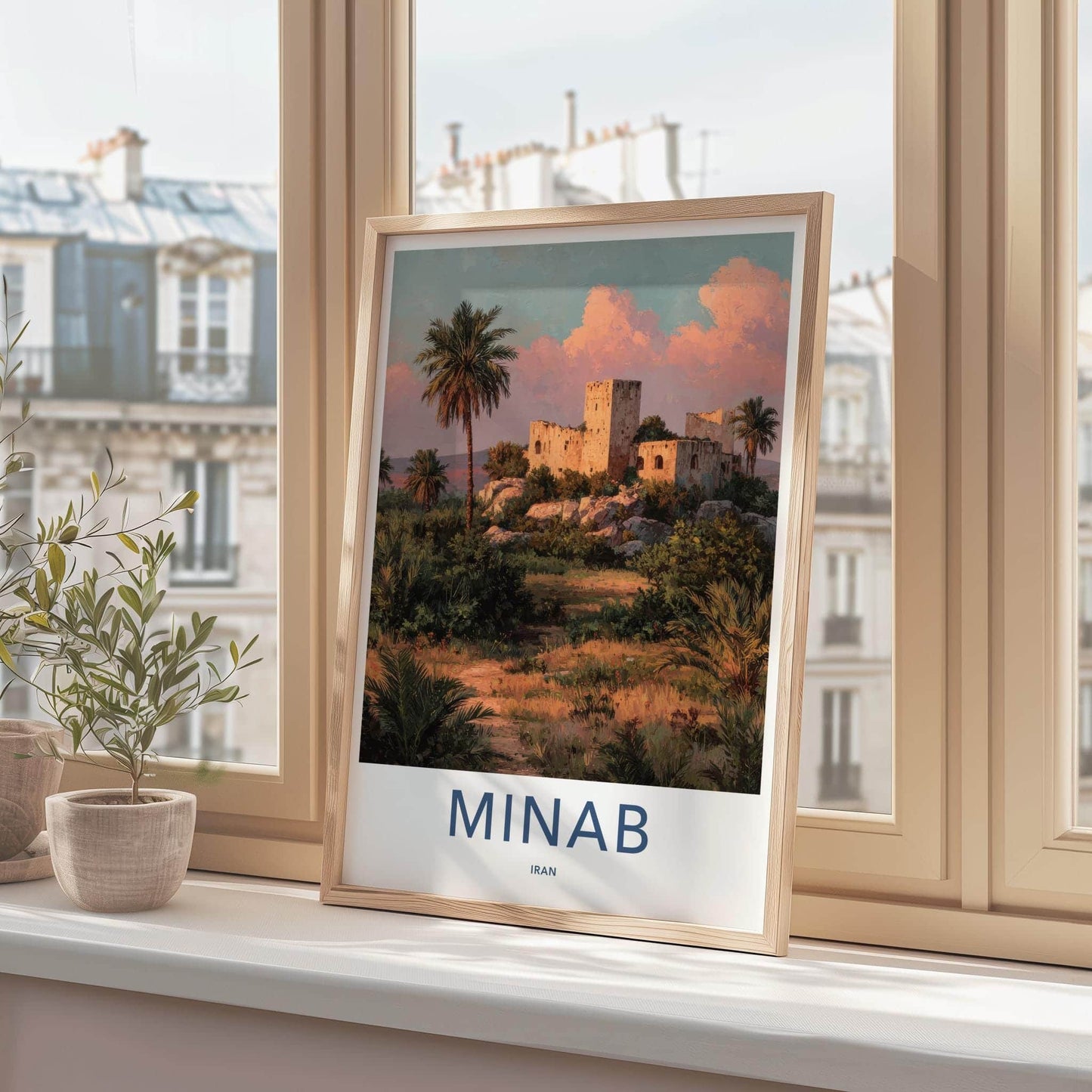 Minab Poster - Iran Travel Art - Historic Ruins Palms Home Decor