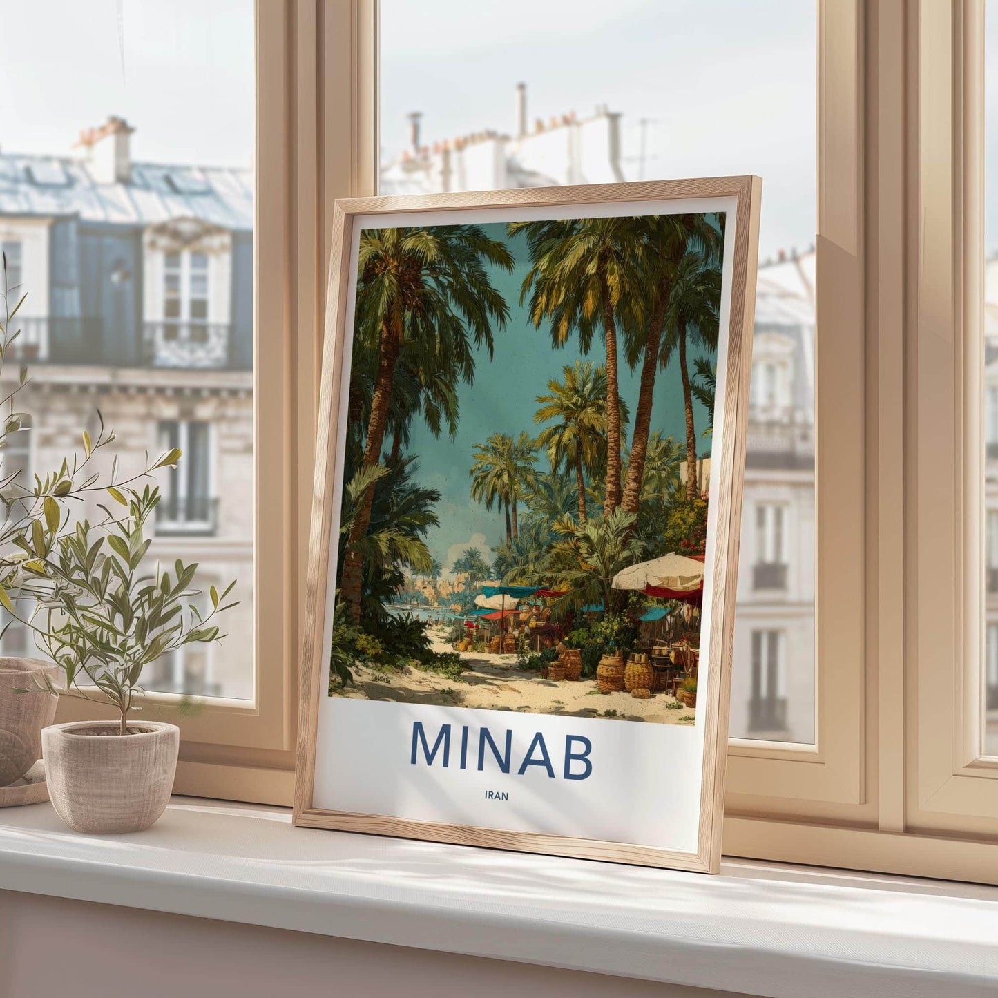 Minab Poster - Iran Travel Print - Palm Lined Path Lounge Decor