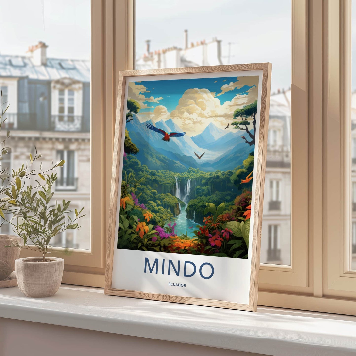 Mindo Poster - Ecuador Travel Art - Vibrant Jungle Waterfalls Home Decor