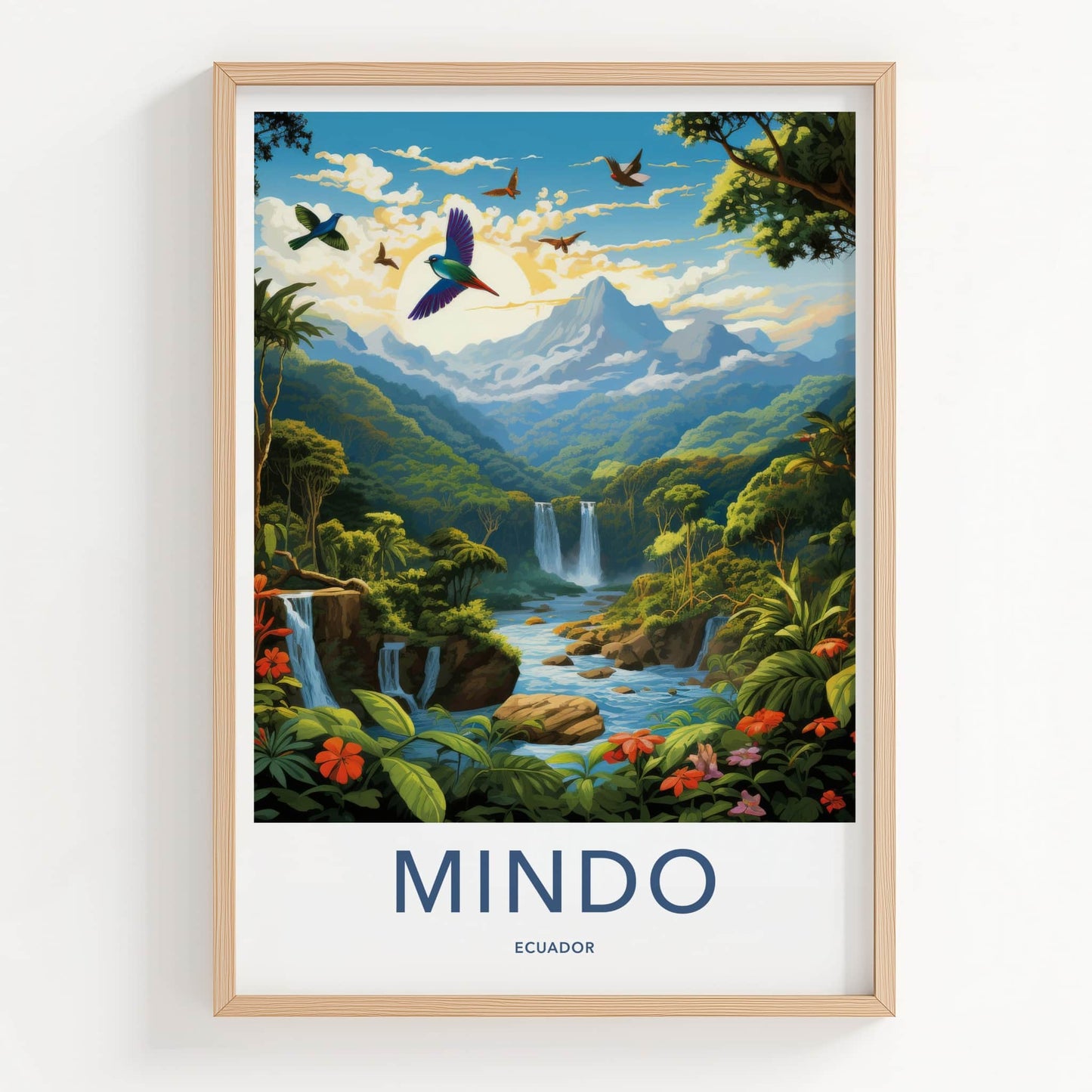 MINDO Poster - ECUADOR Wall Art - Vibrant Jungle Waterfalls Home Decor