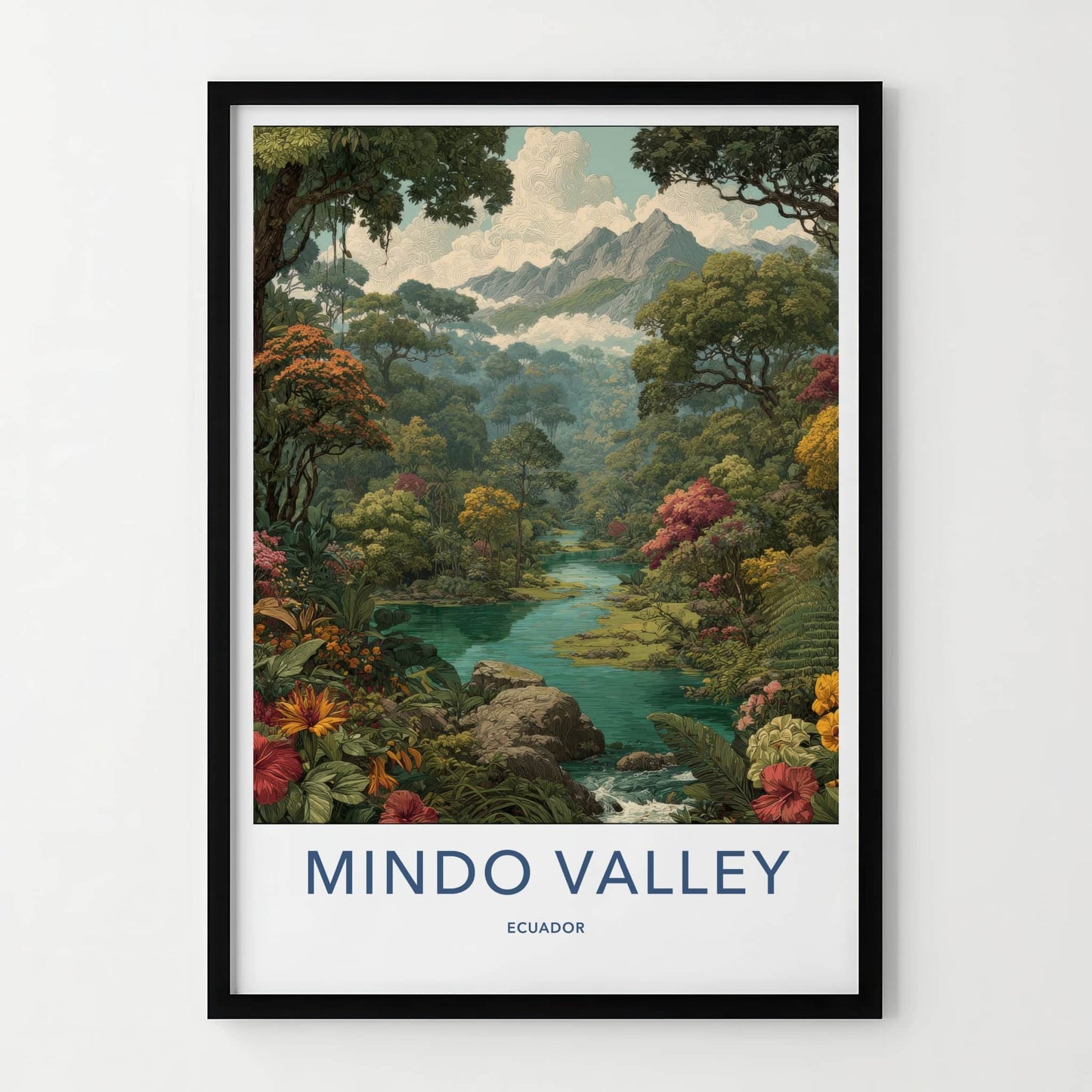 Mindo Valley Poster - Ecuador Travel Art - Lush River Jungle Home Decor
