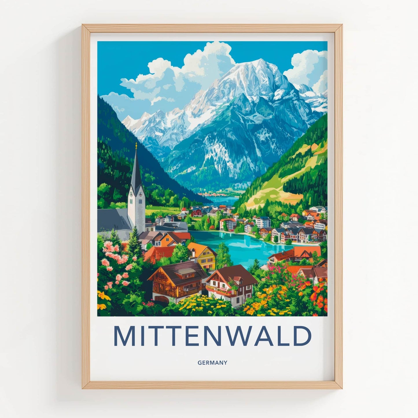 Mittenwald Poster - Germany Travel Art - Alpine Village Scene Home Decor