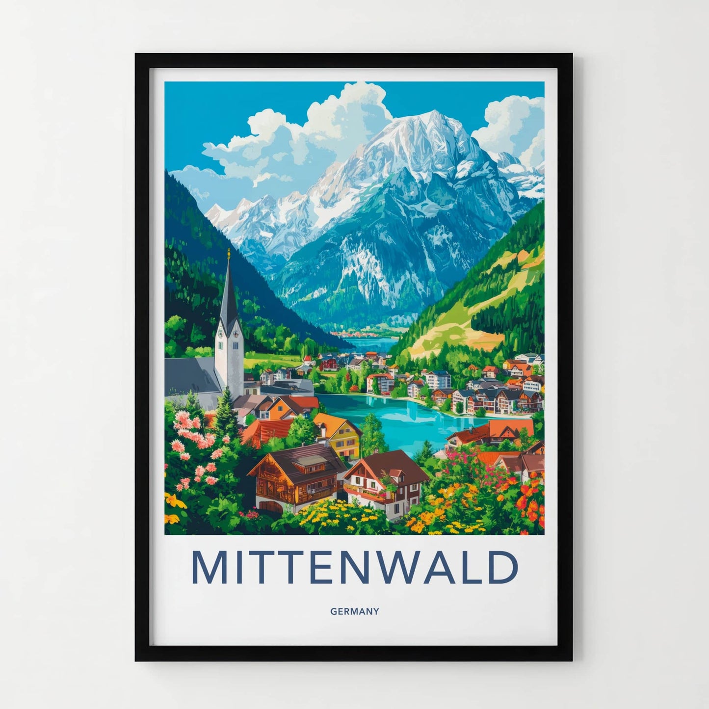Mittenwald Poster - Germany Travel Art - Alpine Village Scene Home Decor