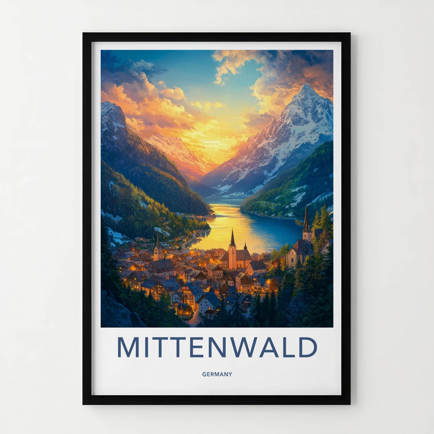Mittenwald Poster - Germany Wall Art - Alpine Village Sunset Home Decor