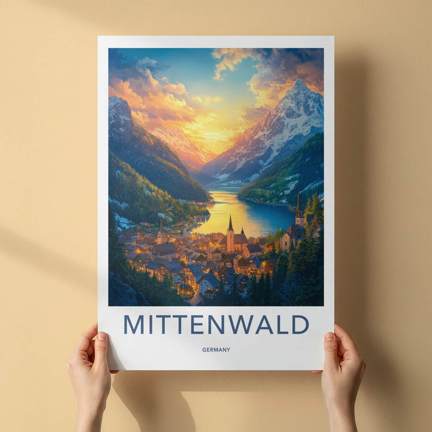 Mittenwald Poster - Germany Wall Art - Alpine Village Sunset Home Decor