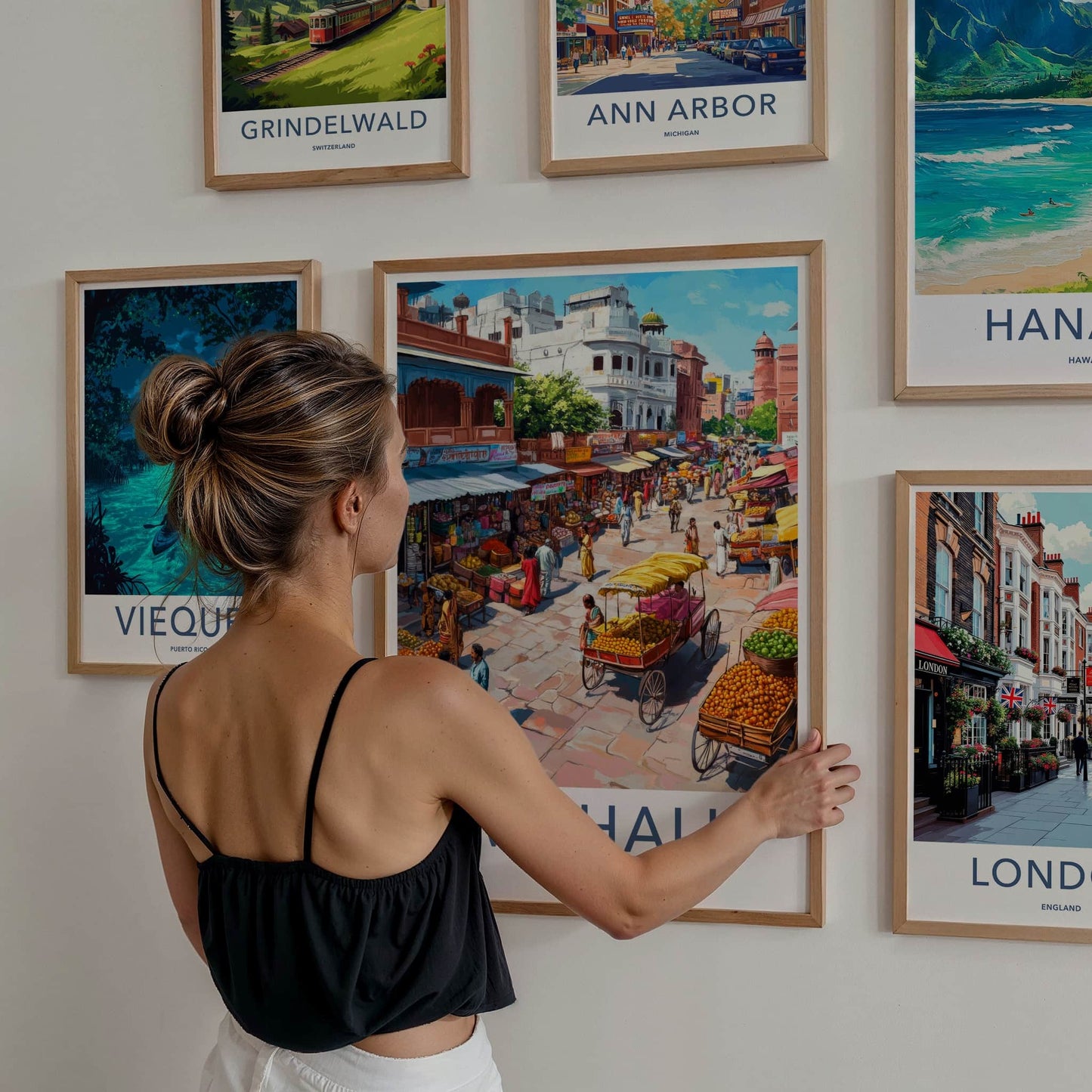 Mohali Poster - India Travel Art - Punjab Vibrant Market Street Home Decor