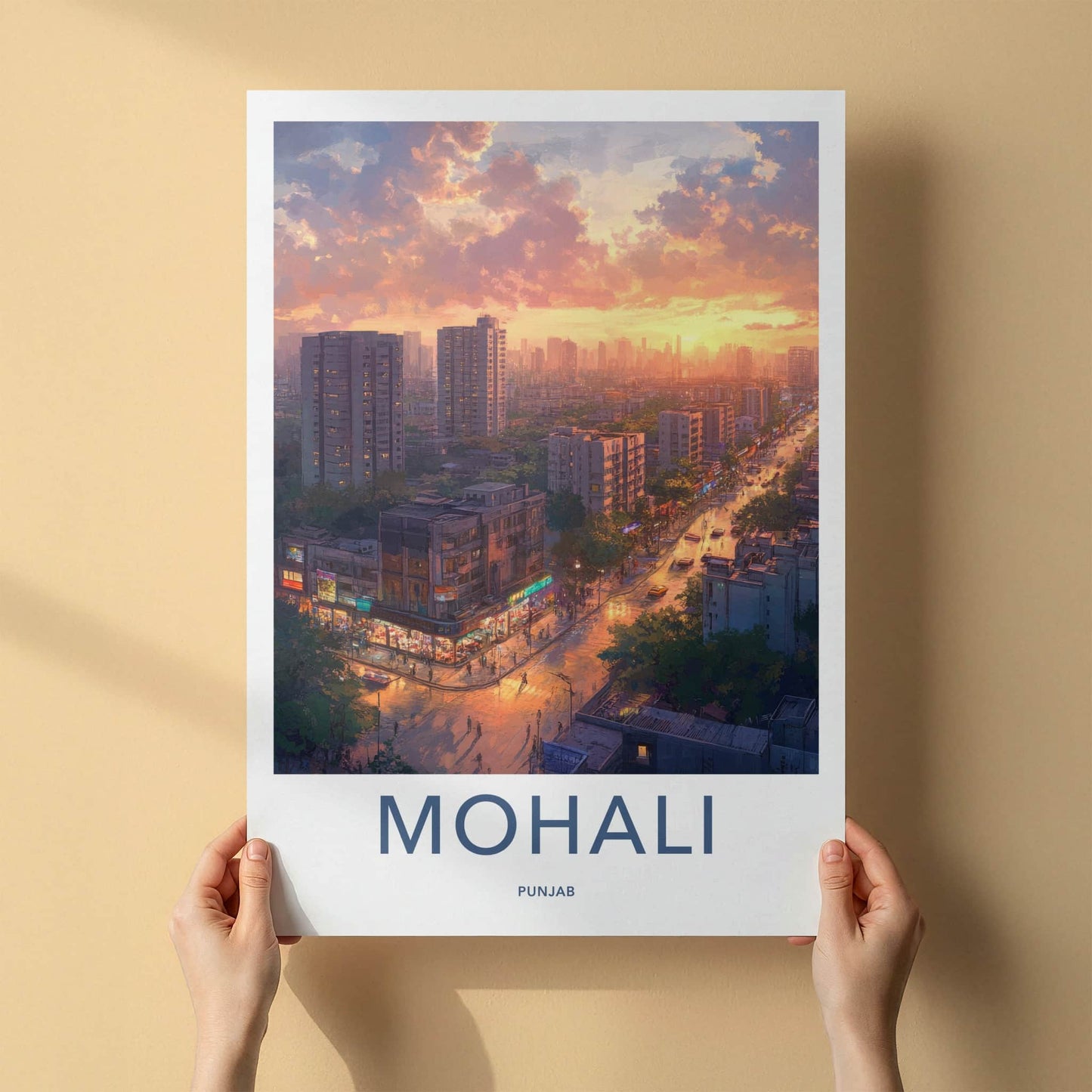 Mohali Poster - India Wall Art - Punjab Vibrant Cityscape Home Decor
