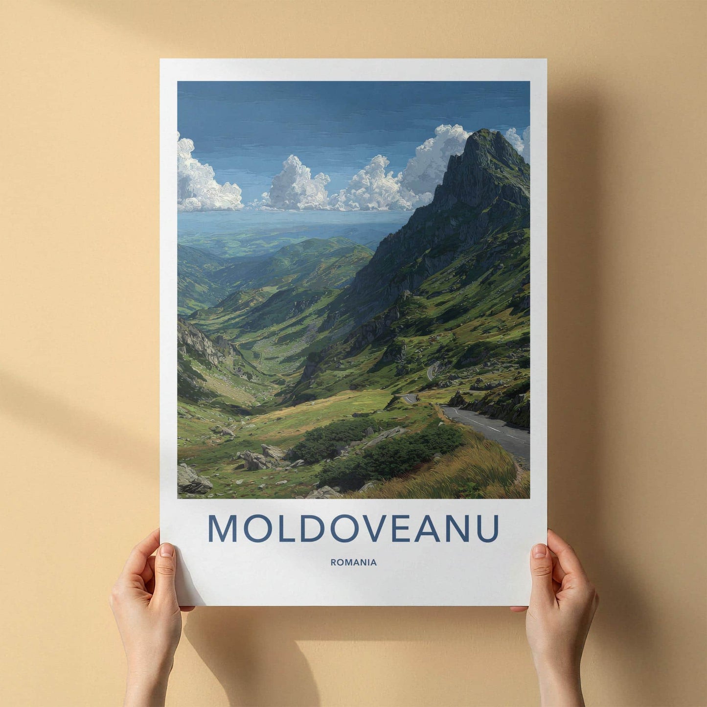 Moldoveanu Poster - Romania Travel Art - Winding Mountain Valley Home Decor